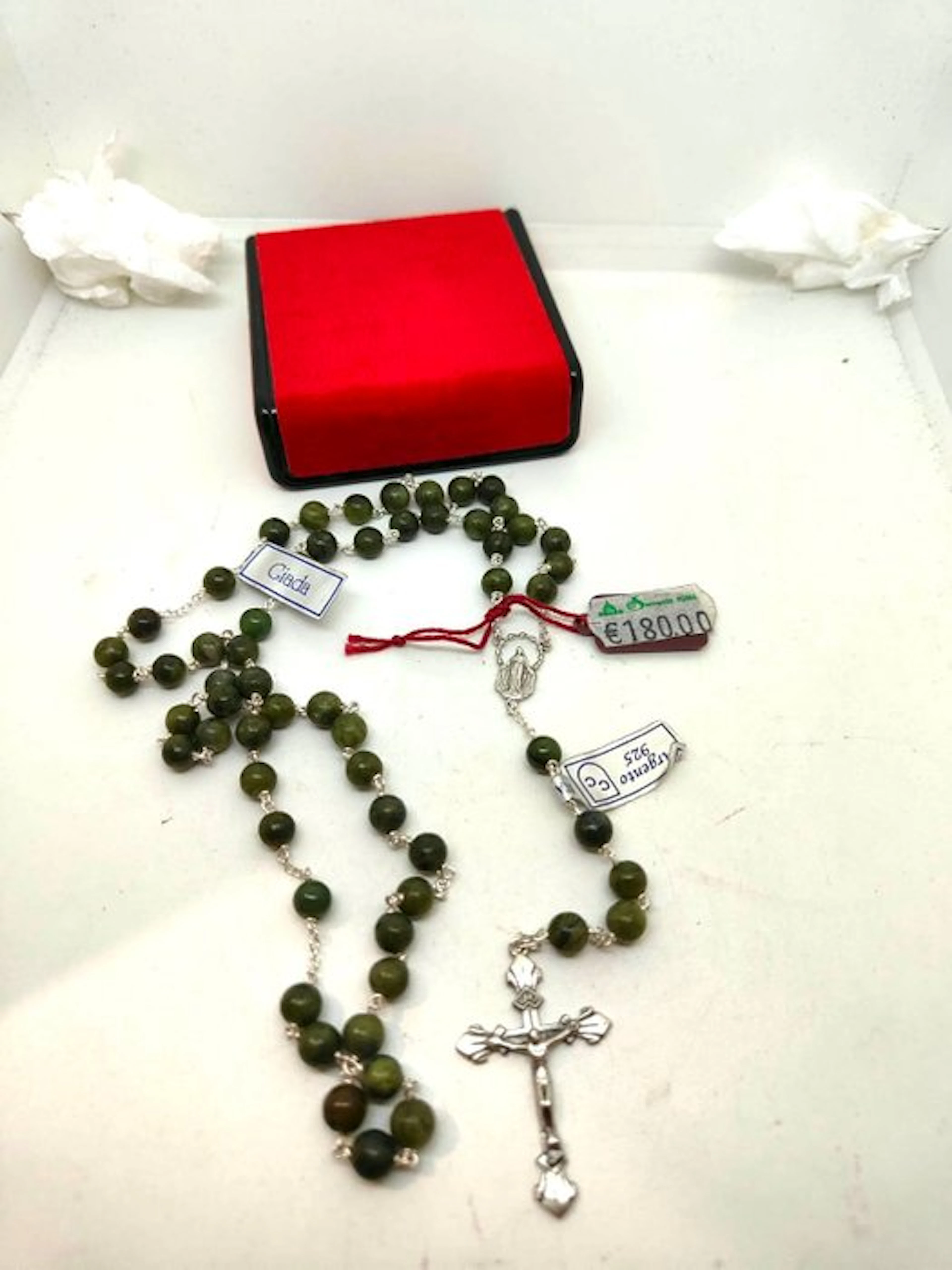Rosary - Rare rosary in 925 sterling silver and jade