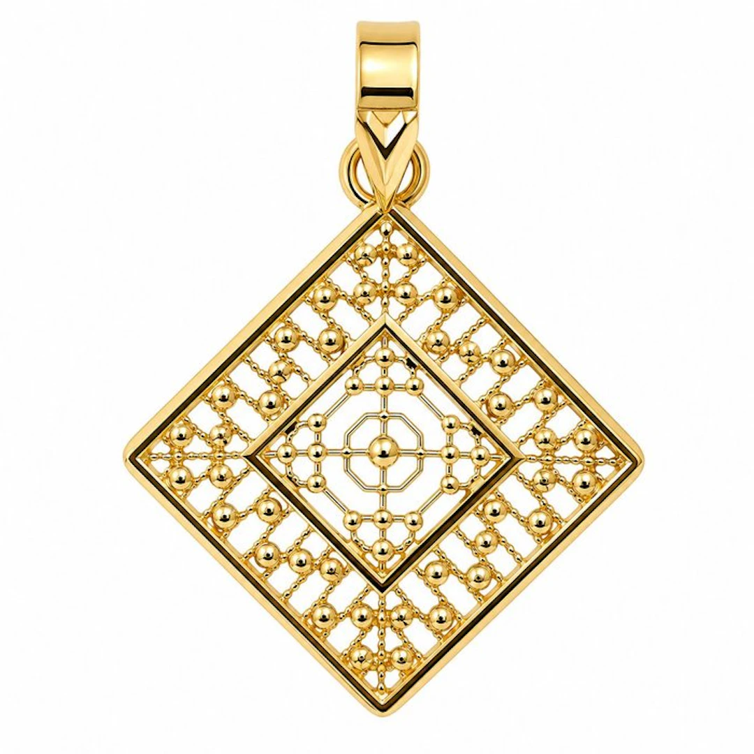 Pendant - 18 kt. Yellow gold - Made in Italy - Handmade