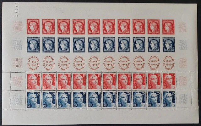 France 1949 - Stamp centennial, full sheet mint** - Yvert F830