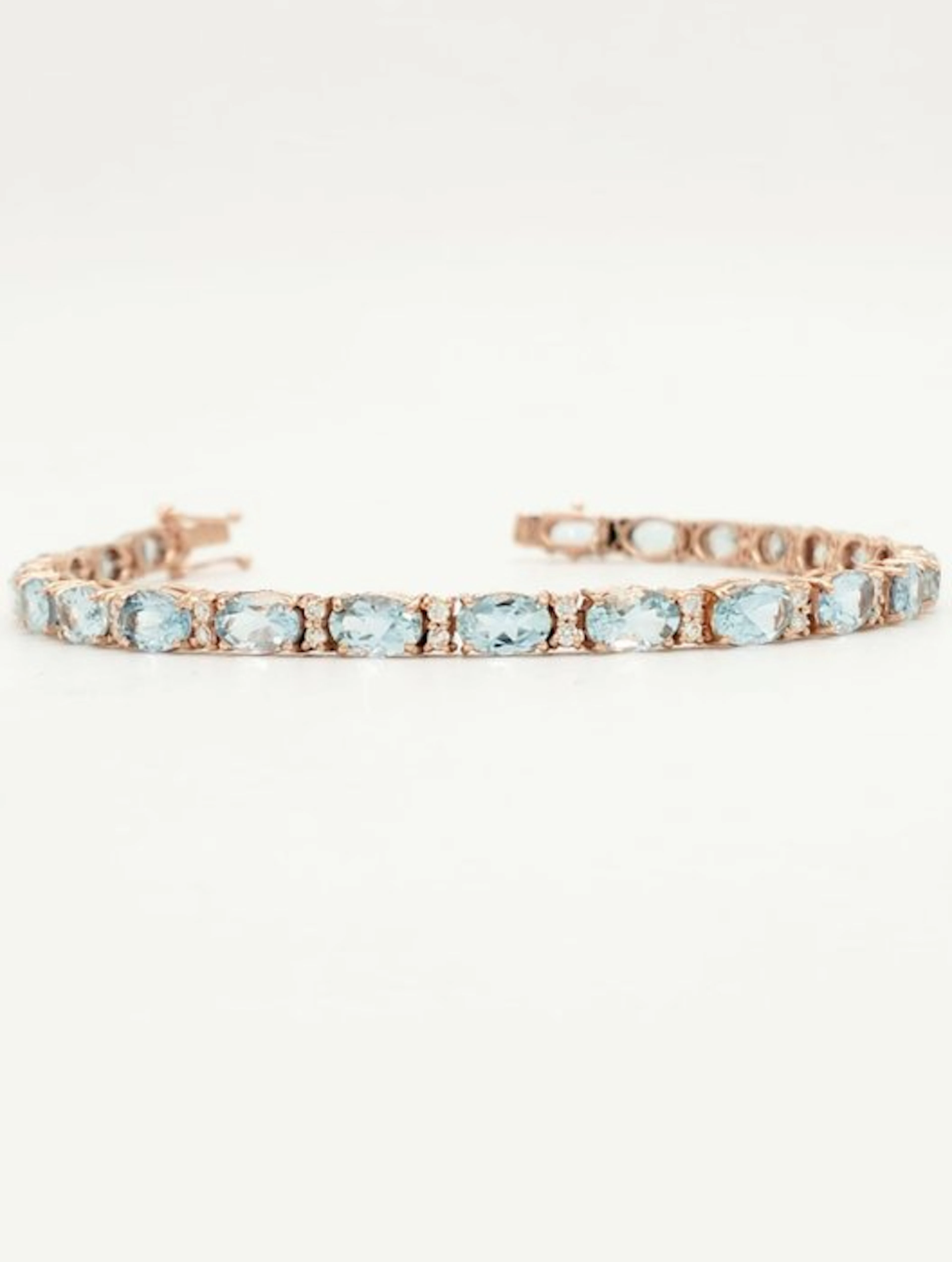 Bracelet - 18 kt. Rose gold Aquamarine - Diamond