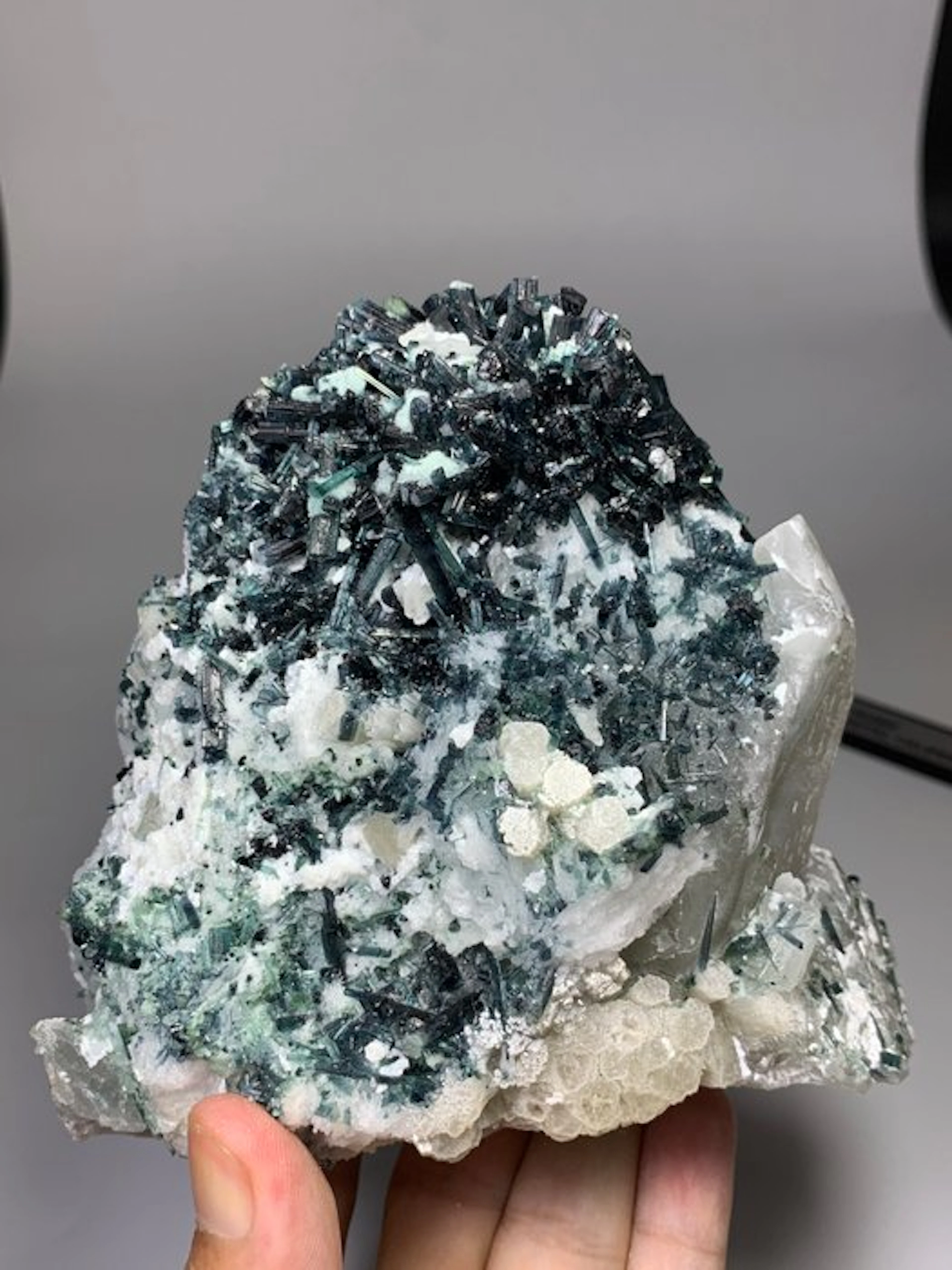 Natural Blue Tourmaline Crystal Bunch on Matrix with...