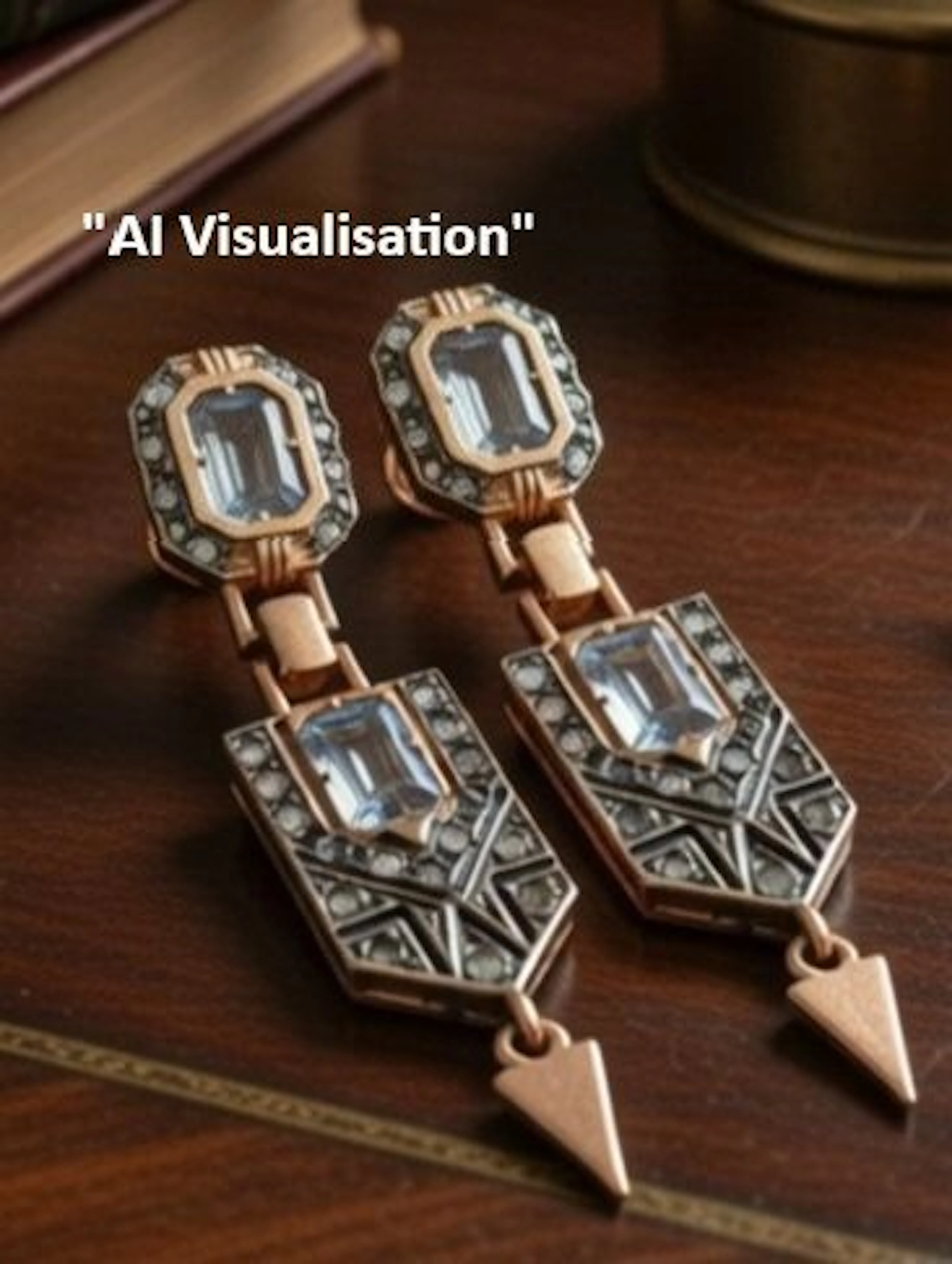 No reserve price - Earrings - 9 kt. Silver, Rose gold Aquamarine - Diamond