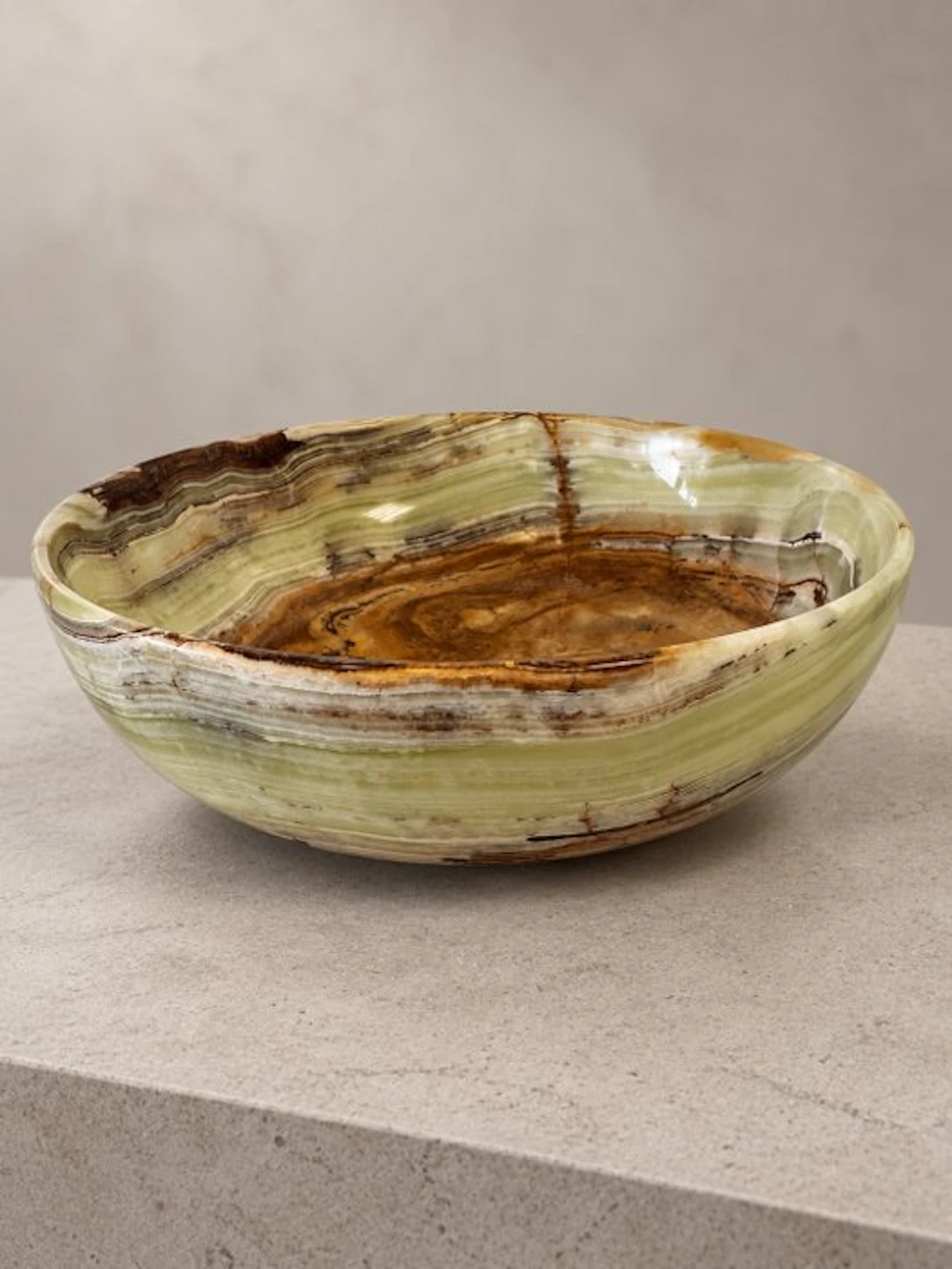 Platter - Pakistani green onyx – solid natural stone - Onyx - Luxury fruit bowl