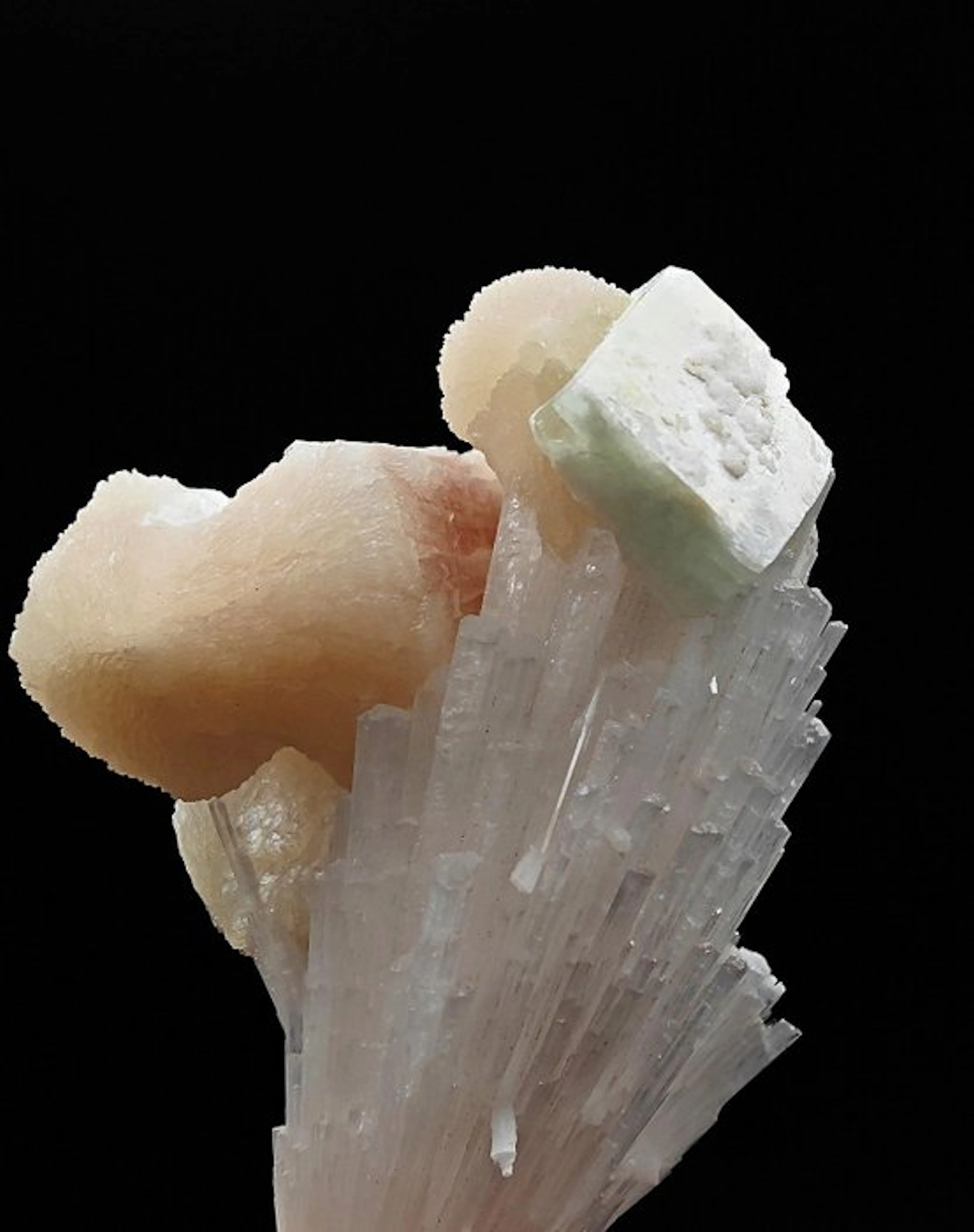 Wonderful Radiating Scolecite with Pink Stilbite and...