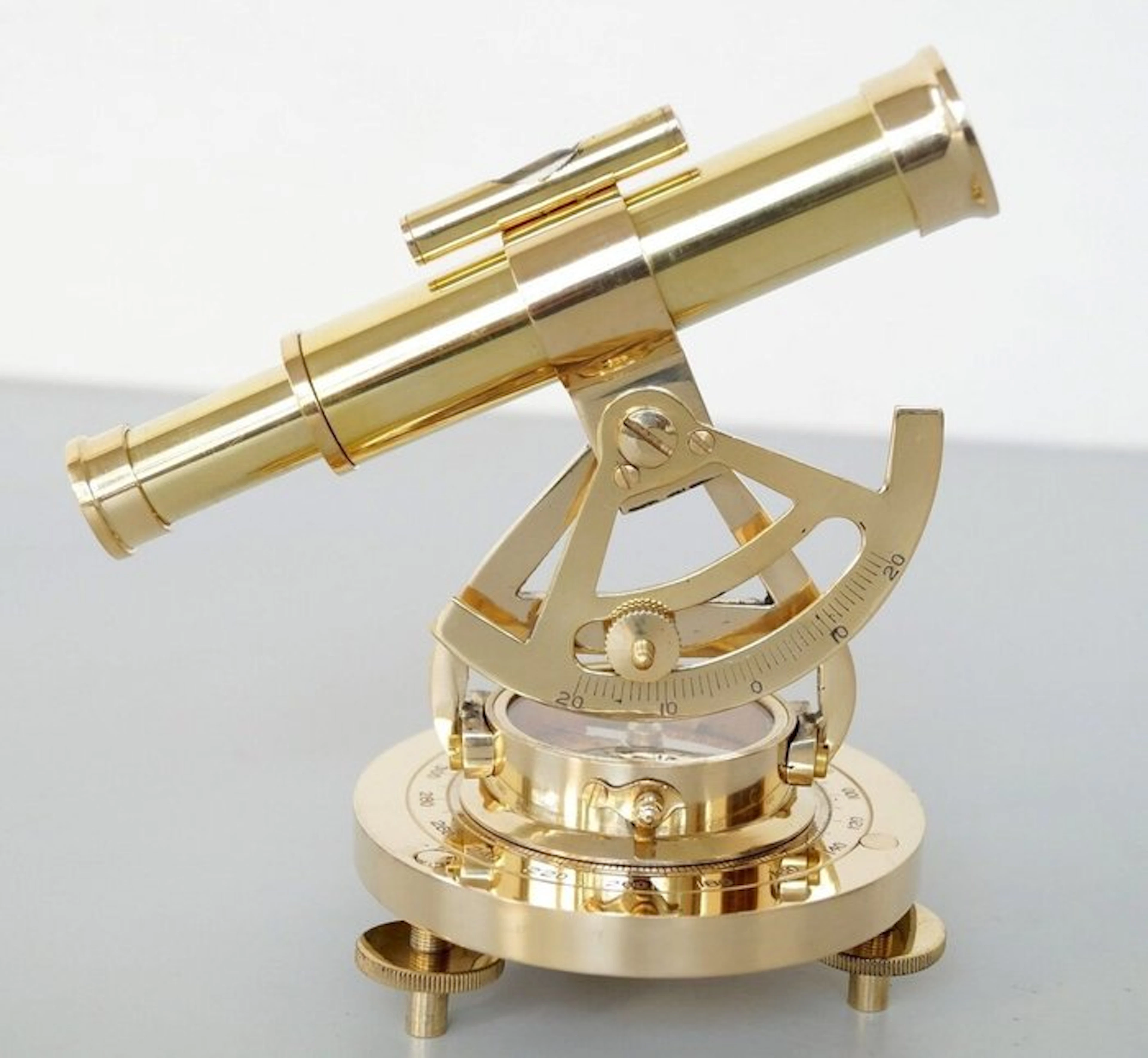 Theodolite - Fully solid brass theodolite with compass...