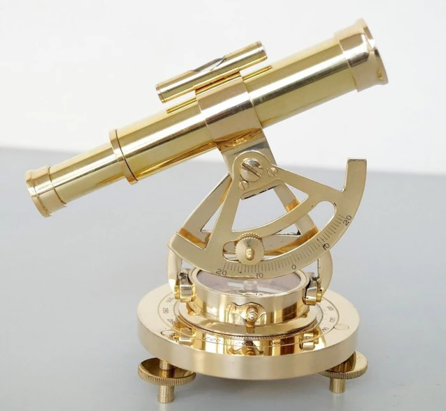 Theodolite - Fully solid brass theodolite with compass...