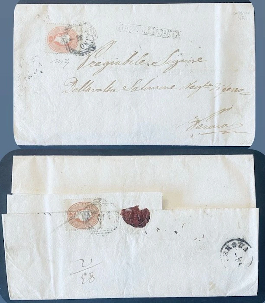 Austria 1859/1861 - Austria–Veneto 10+5 soldi 1861 Caprino Lov registered rare