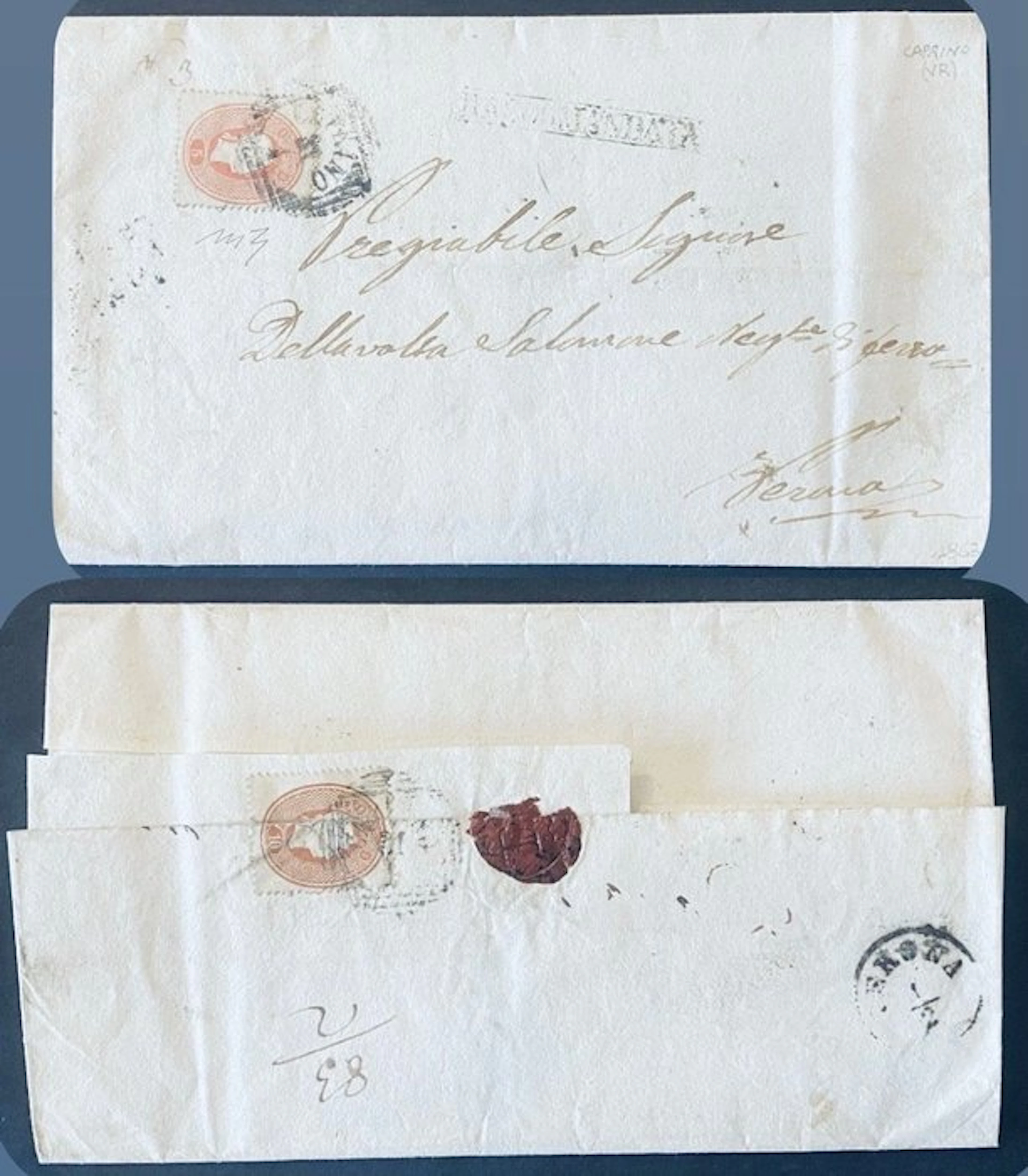 Austria 1859/1861 - Austria–Veneto 10+5 soldi 1861 Caprino Lov registered rare