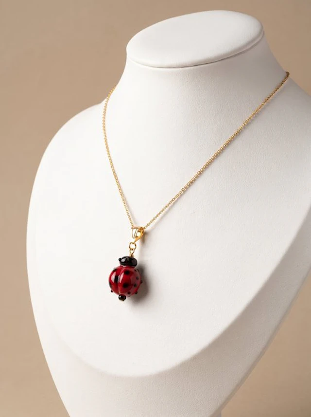 Murano glass - Necklace with pendant - Ladybug