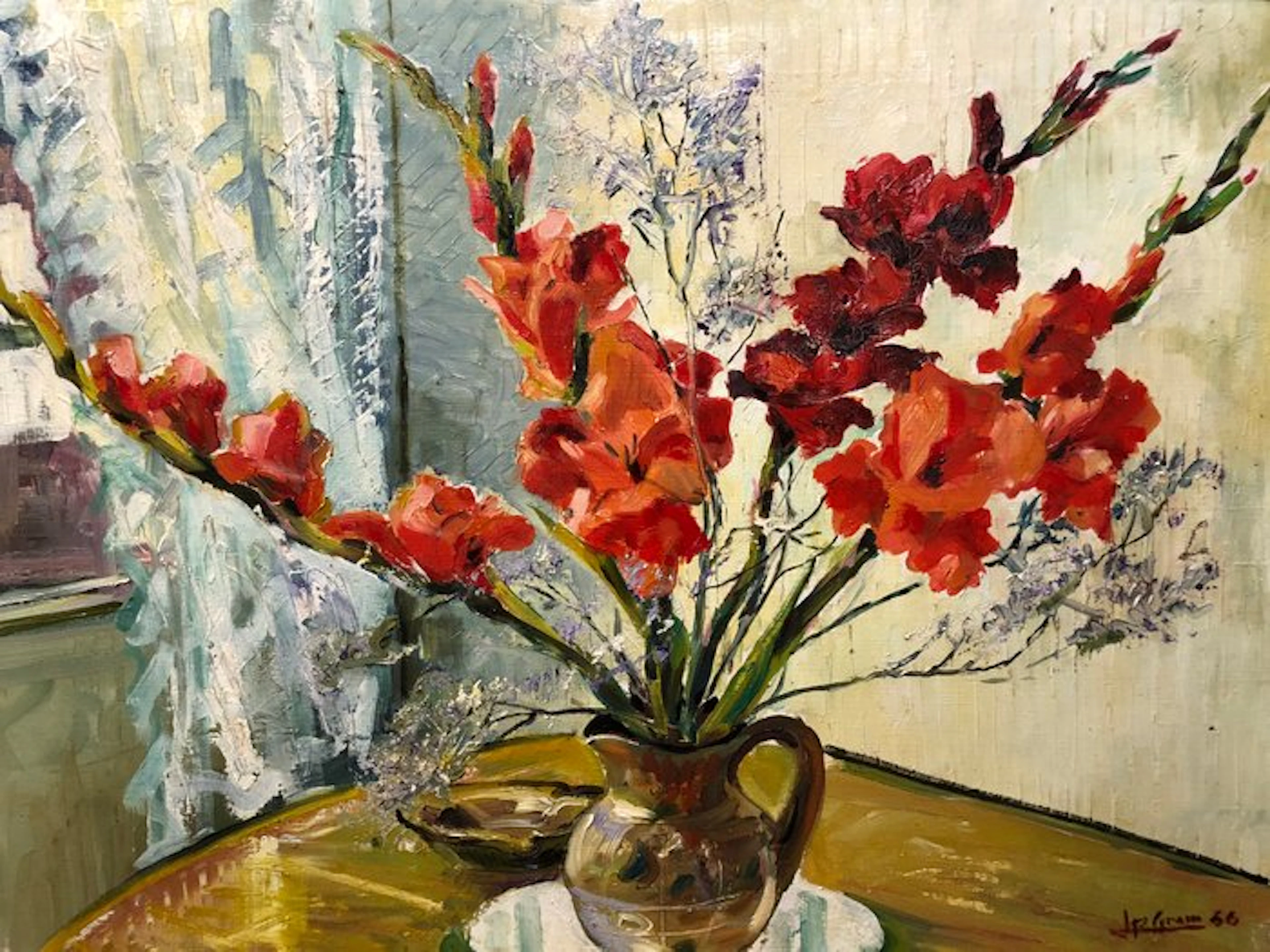 Jean-Paul Grammare GR (1928-?) - Bouquet à Glaïeuls Rouges