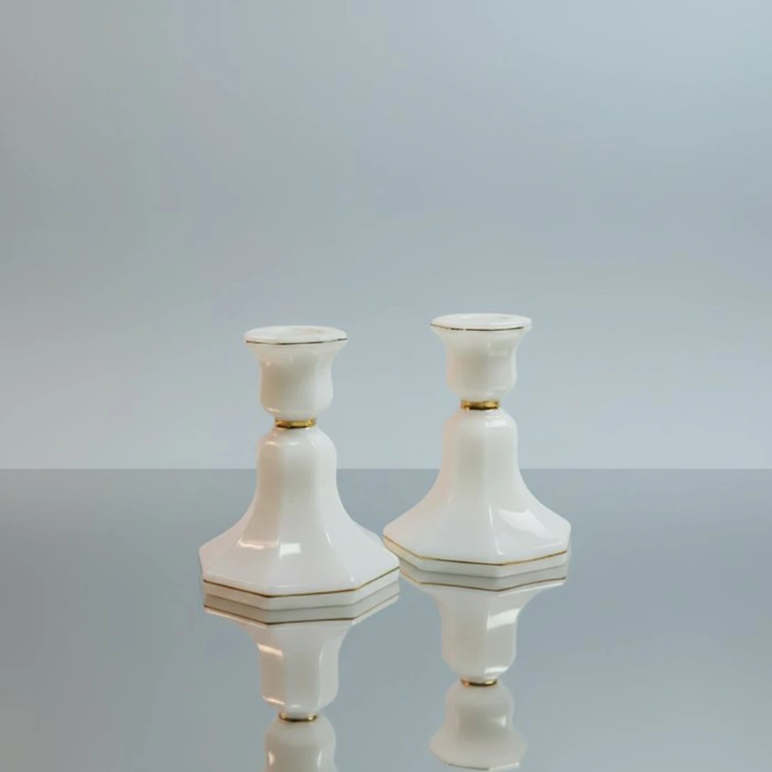 Candleholder (2) - Opaline glass