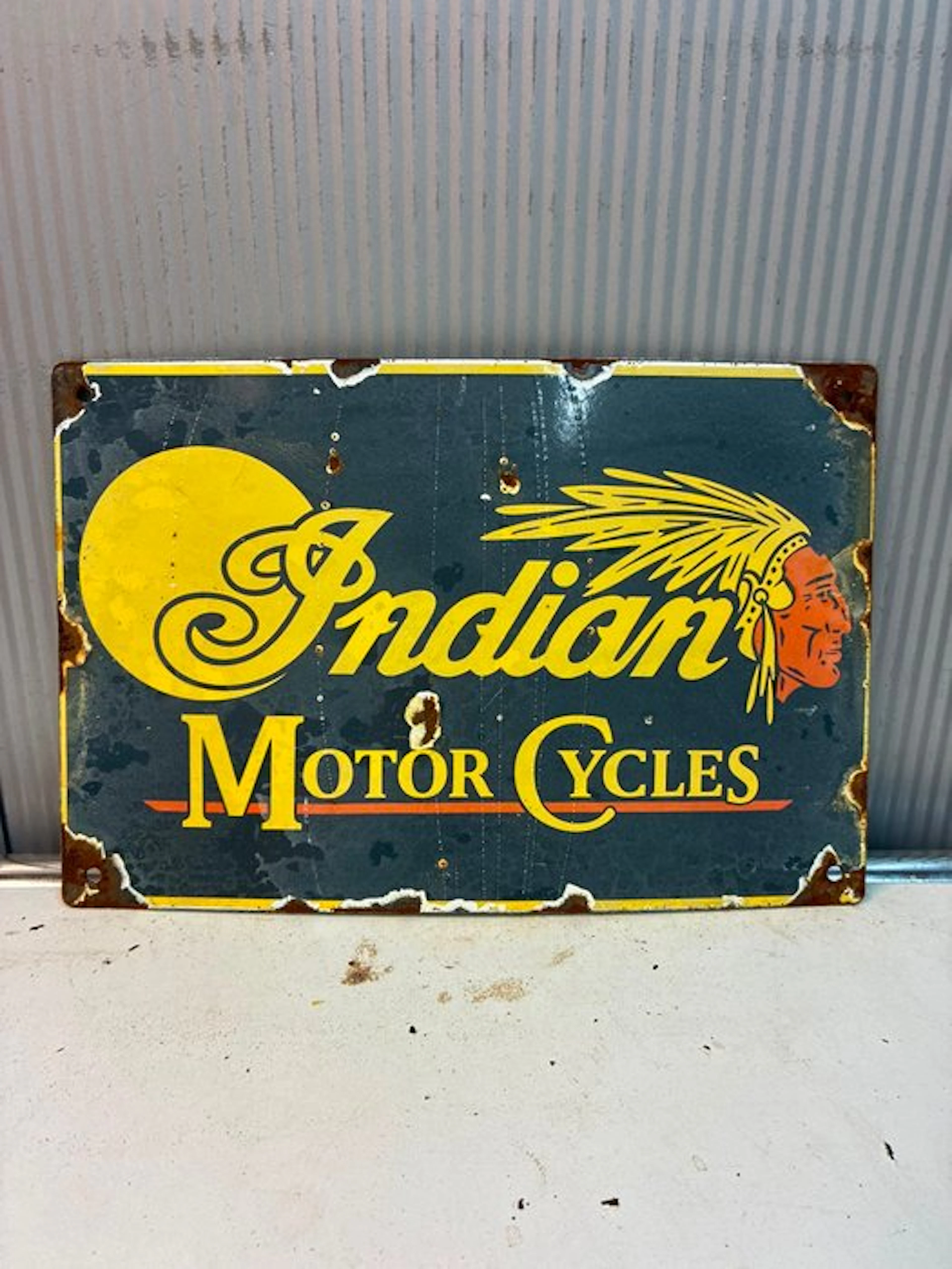 Indian Motor Cycles – Klassiek Emaille Motorreclamebord - Enamel sign - Enamel