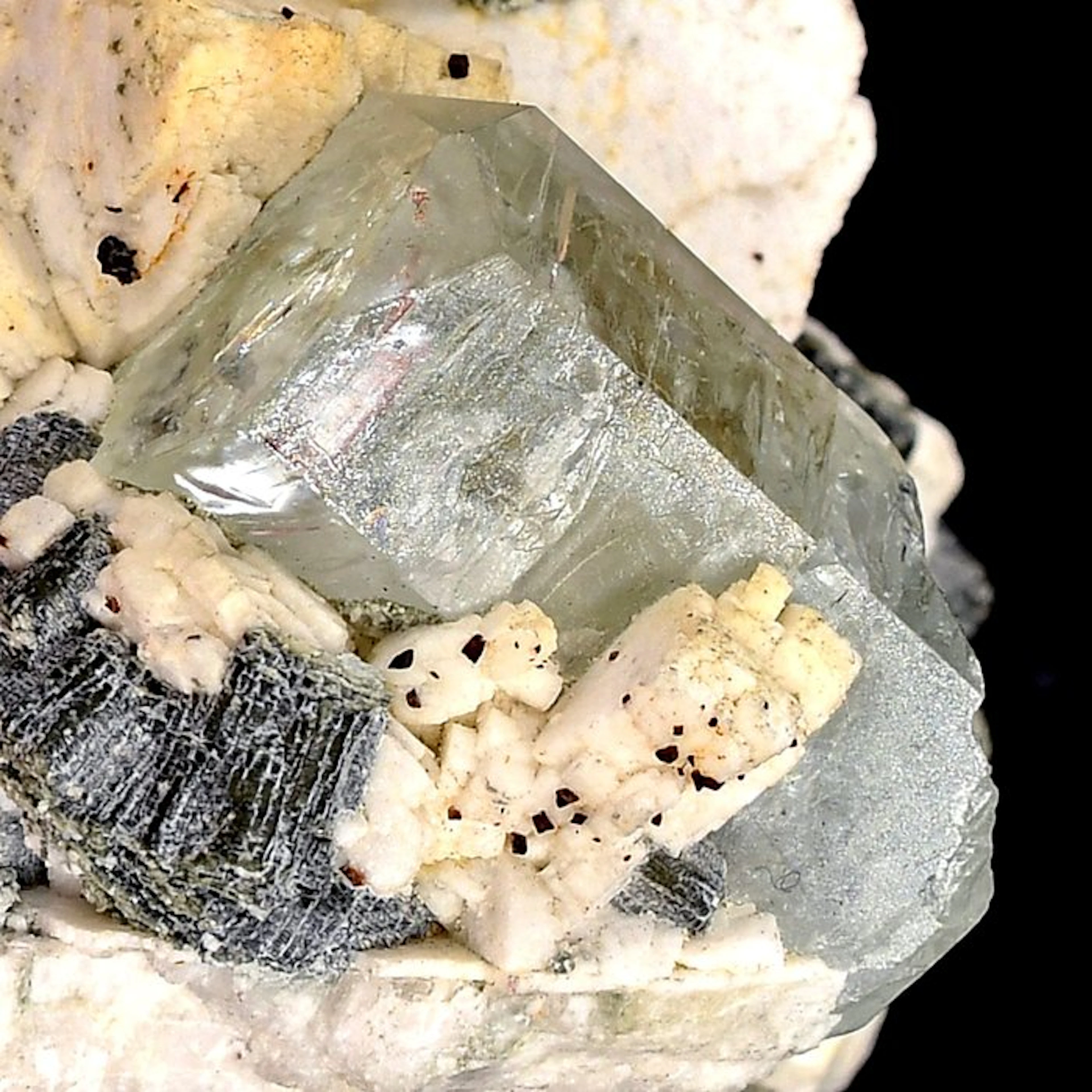 Natural terminated slightly blue Aquamarine and Muscovite...
