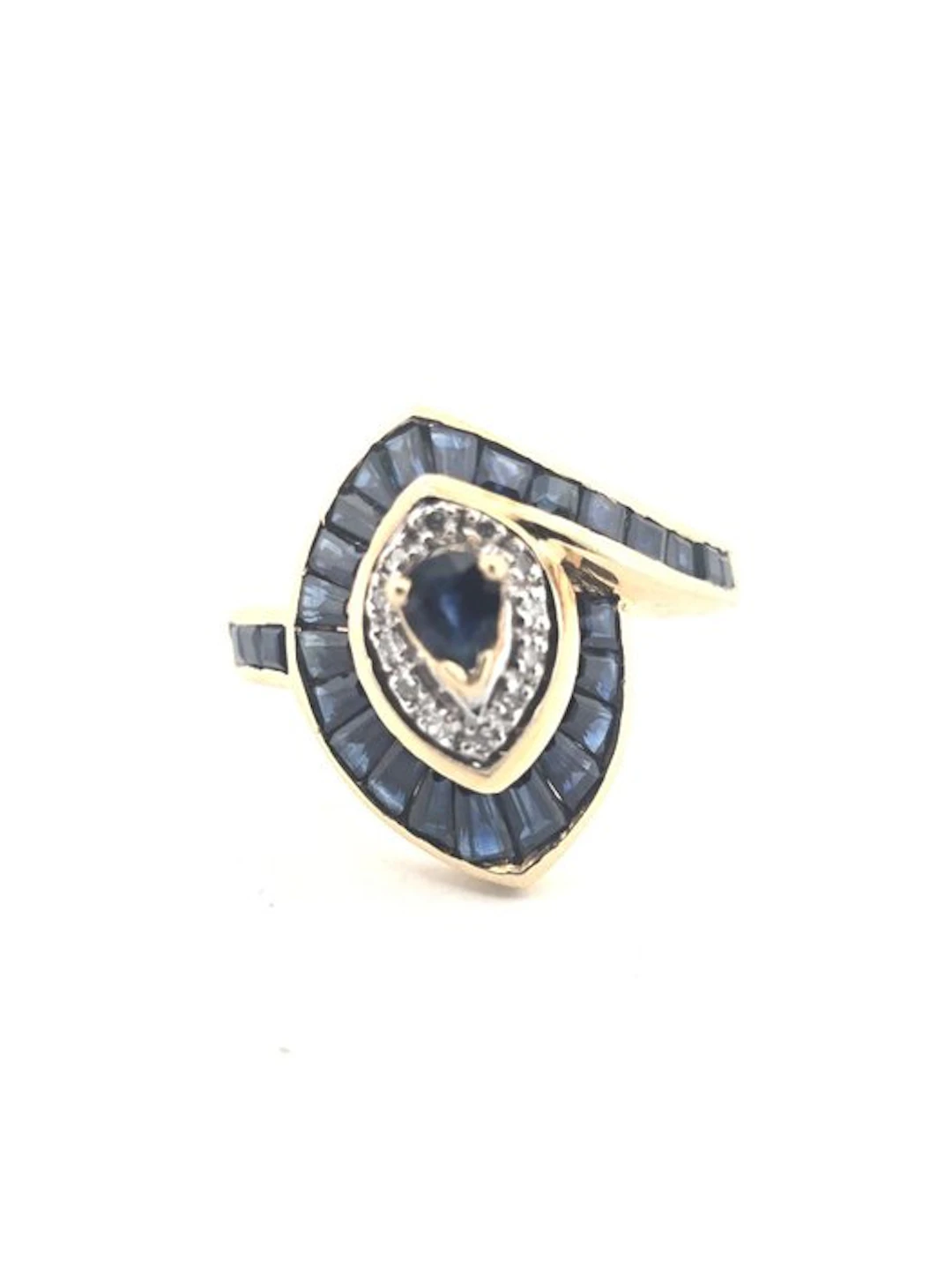 Ring - 18 kt. Yellow gold Sapphire - Diamond