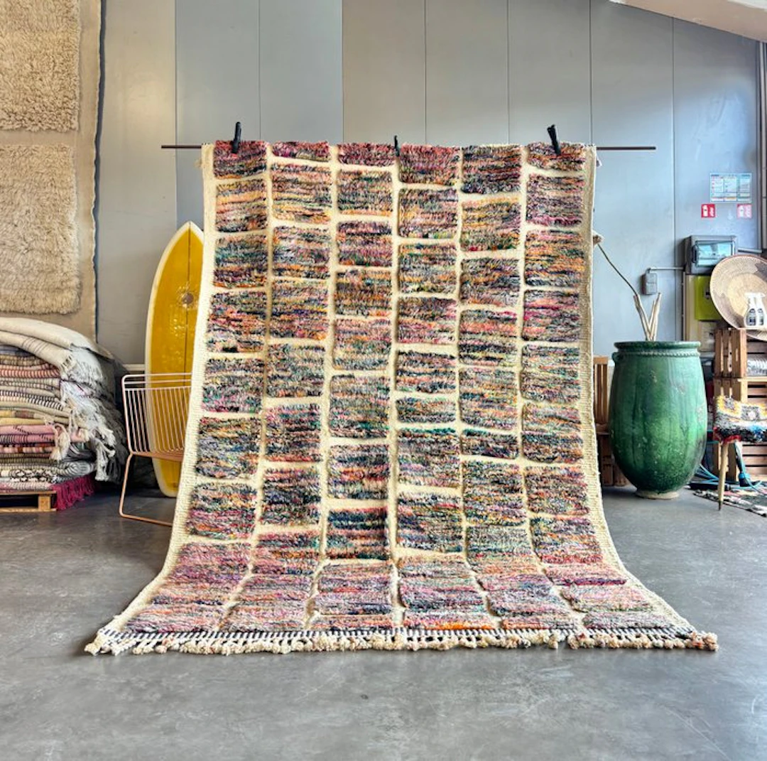 Hand-Knotted Moroccan Beni Ouarain Rug – Multicolour...