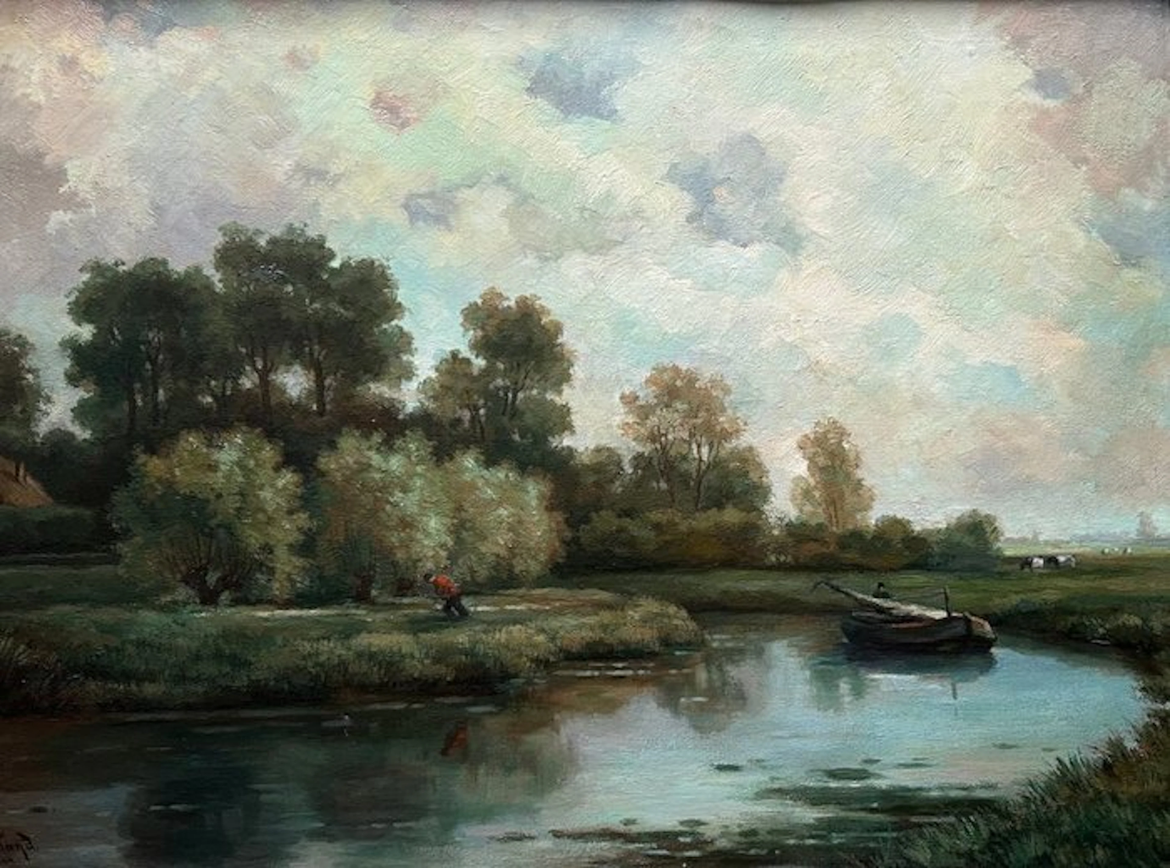 Maurits Weiland (XX) - Riviergezicht , jaagpad aan de Vecht