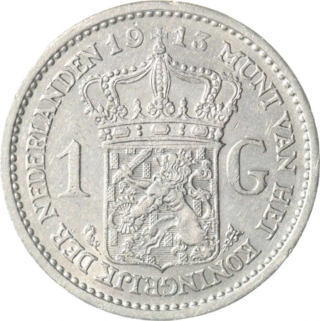 Netherlands. Wilhelmina. 1 Gulden 1913 (No reserve price)