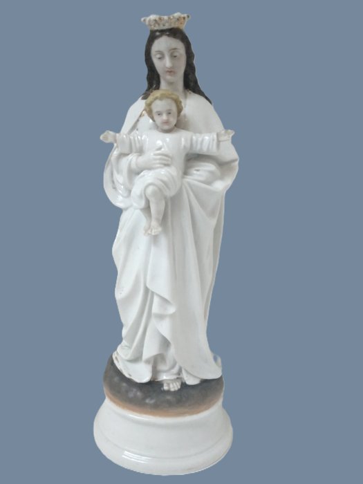 Skulptur, Madonna mit Kind - 34 cm - Porzellan - 1920