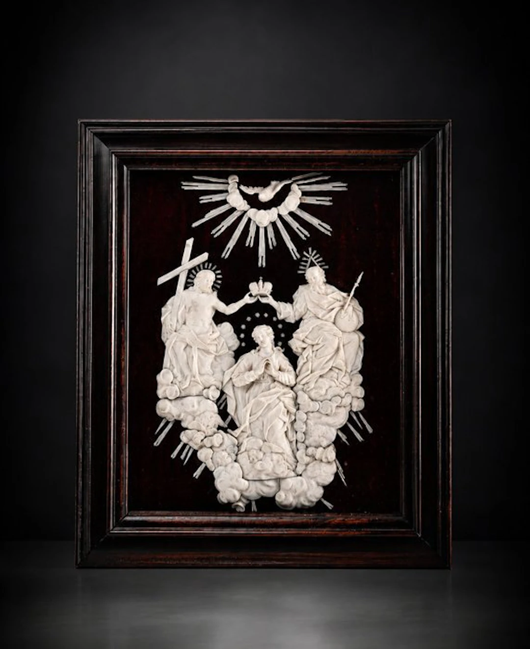 Carving, Elfenbein Schnitzerei die Bekrönung Maria - 33 cm - Ivory