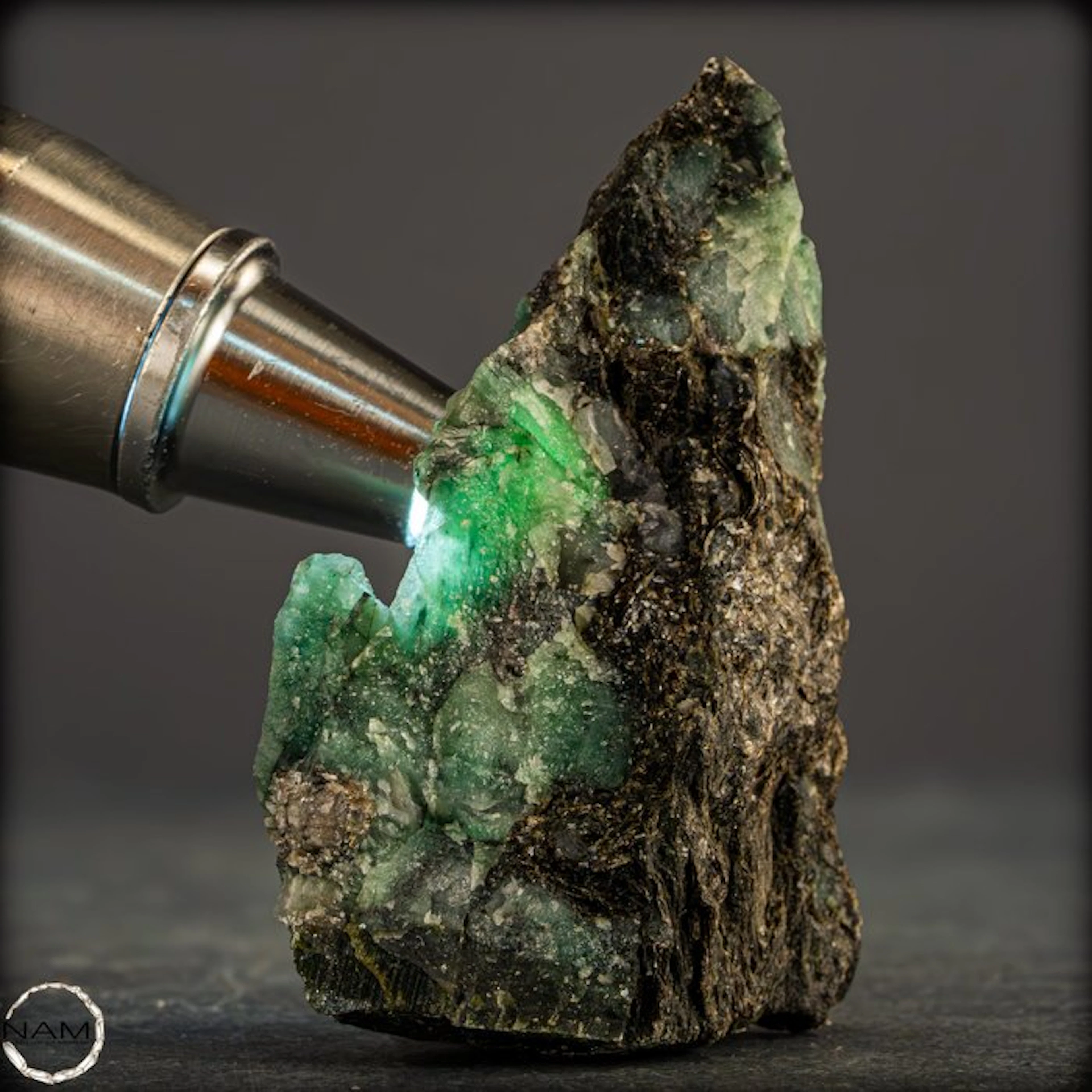Natural emerald crystals on host rock from the legendary...