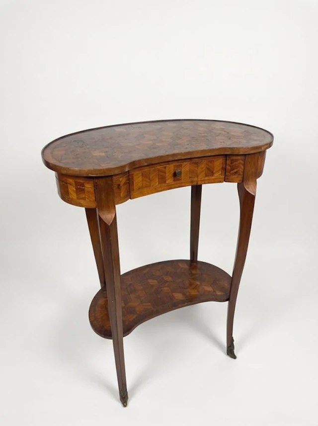 Meuble d'appui - Walnut, Bronze, Brass - Kidney-shaped