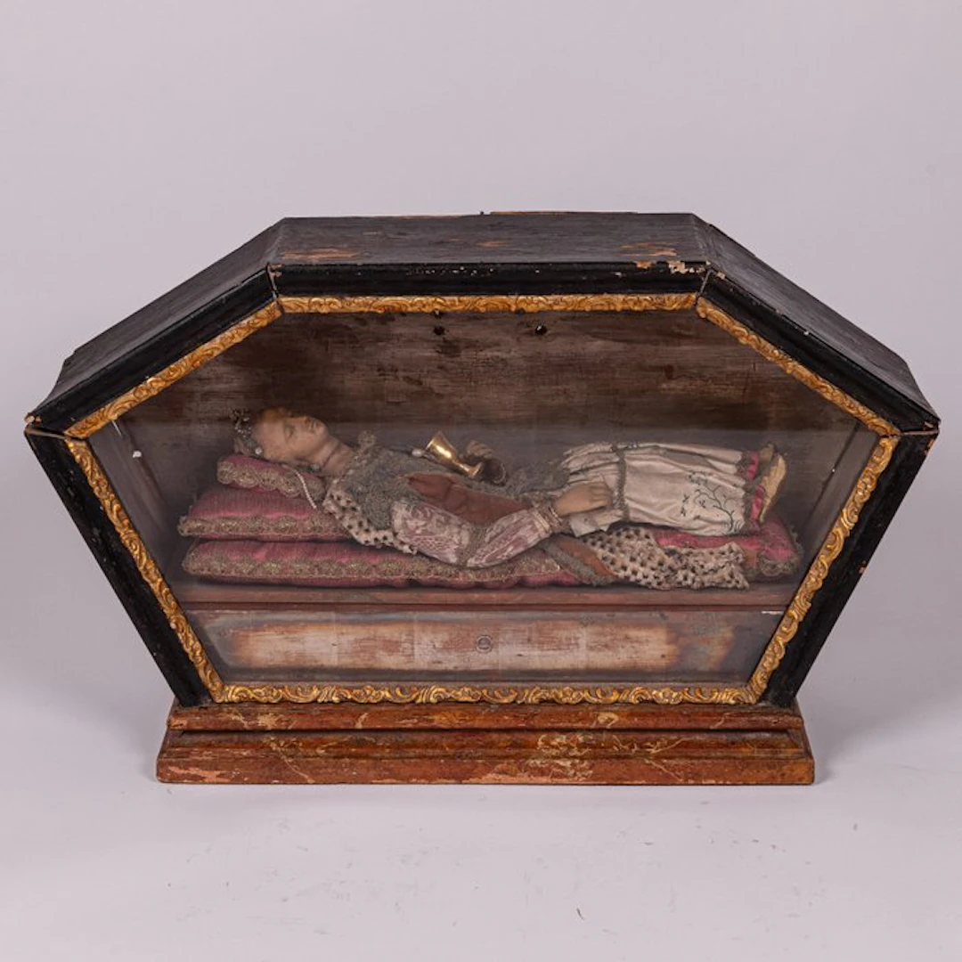 Saint Barbara reliquary with relic - 83 cm - Wax - 1700-1750
