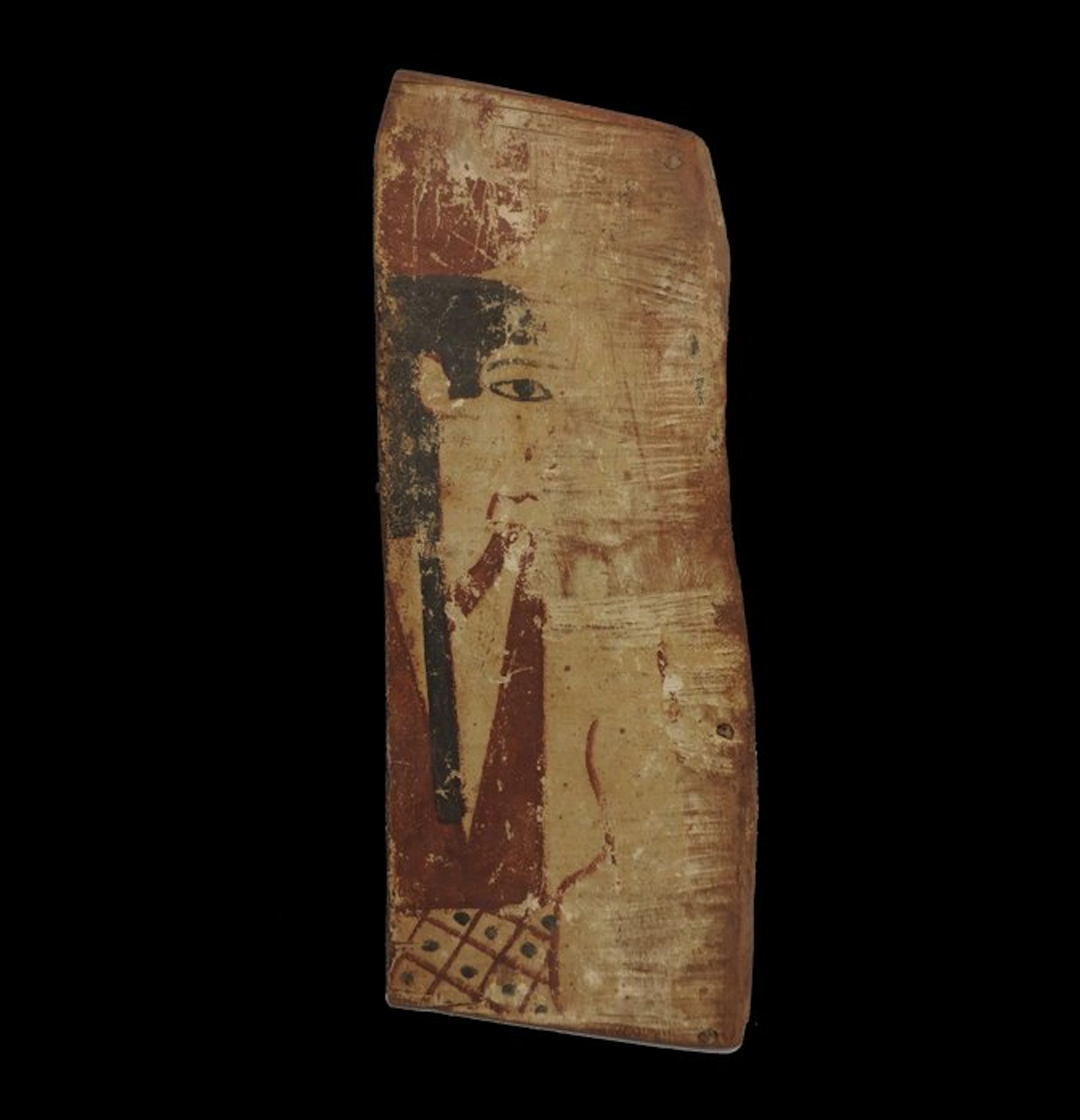 Ancient Egyptian Wood Goddess Hathor rear of sarcophagus