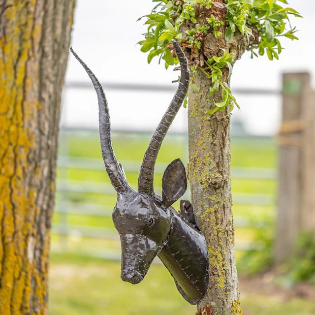 Sculpture, Gazellekop als wandhanger - 800 mm - Metal