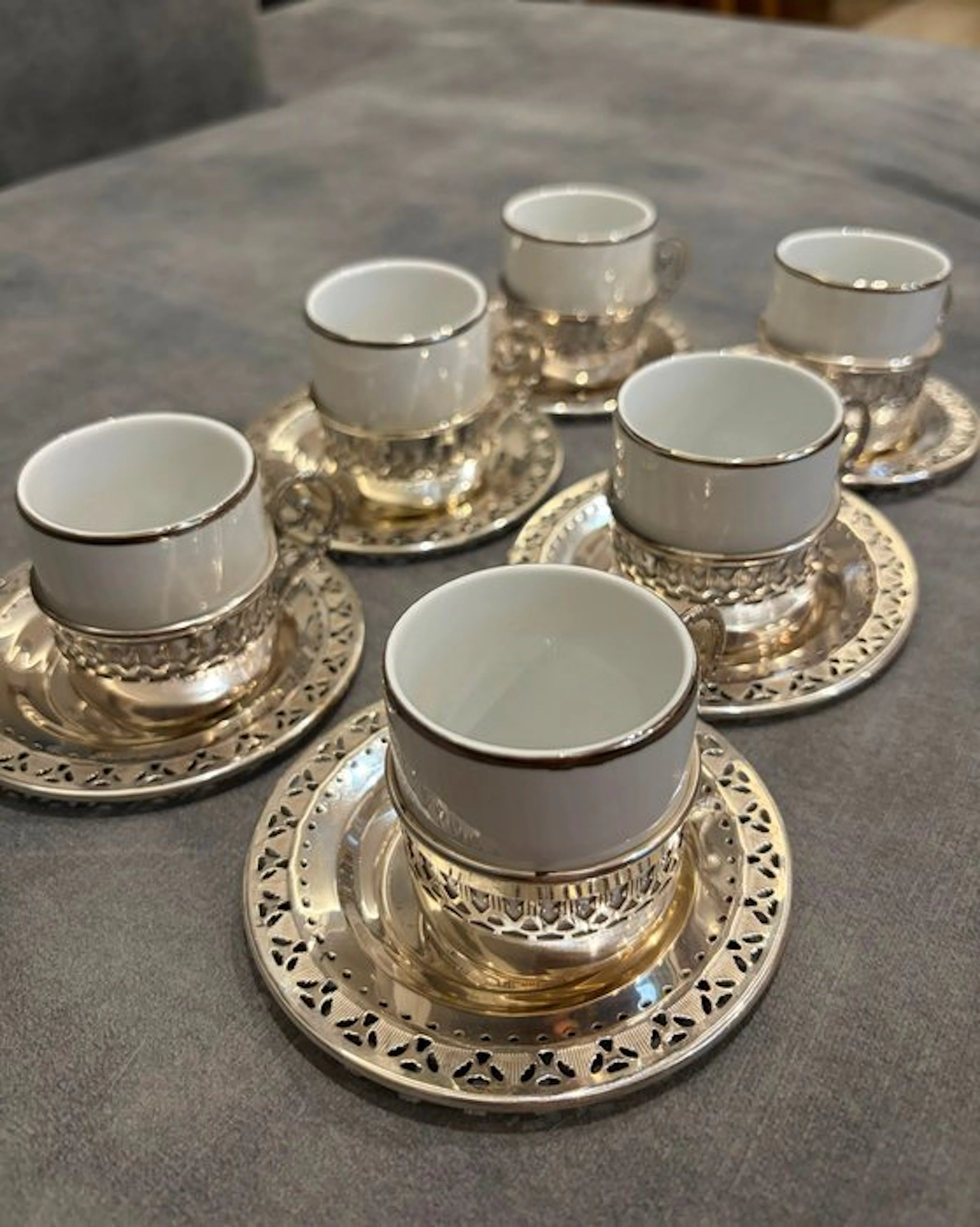 Tea cup set for 6 (6) - .925 silver