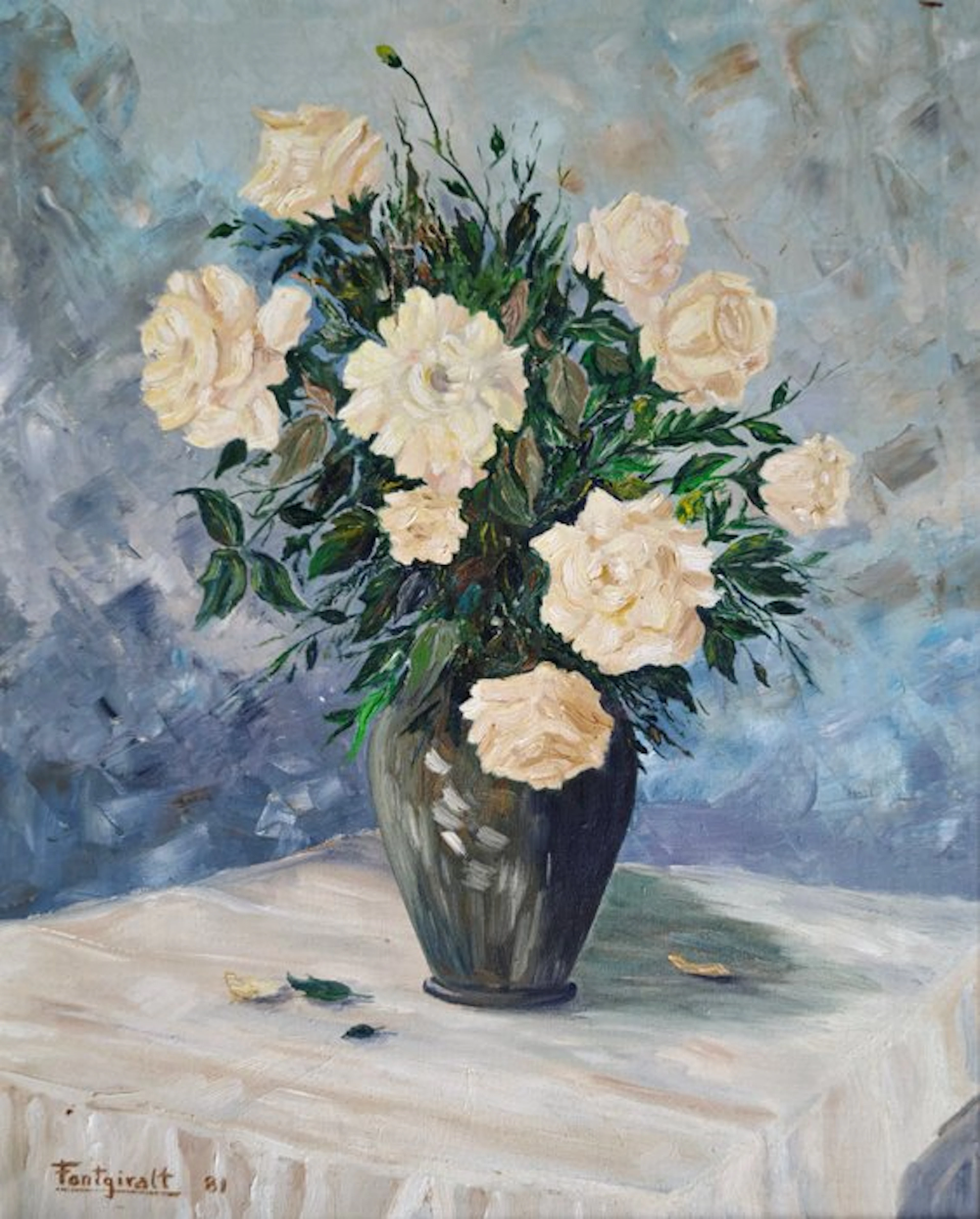 École catalane (XX) - Roses blanches