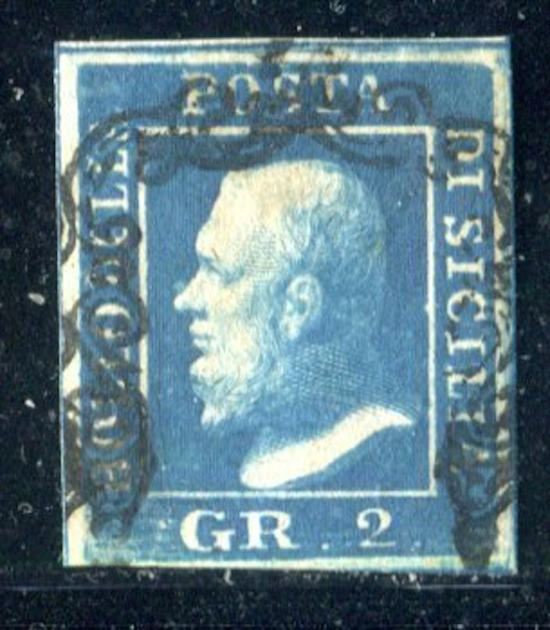 Italian Ancient States - Sicily 1859 - 2 grain 1st plate...