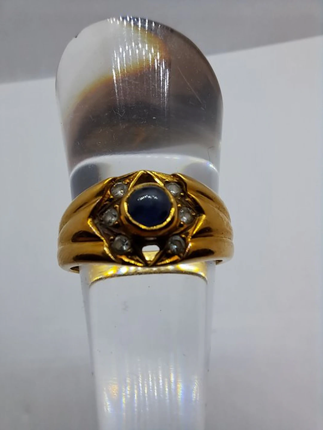 Ring - 18 kt. Yellow gold Sapphire - Diamond