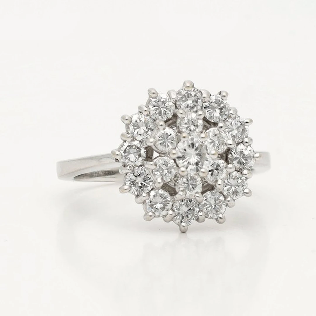 Ring - 18 kt. White gold - 1.09ct. tw. Diamond (Natural) - Diamond