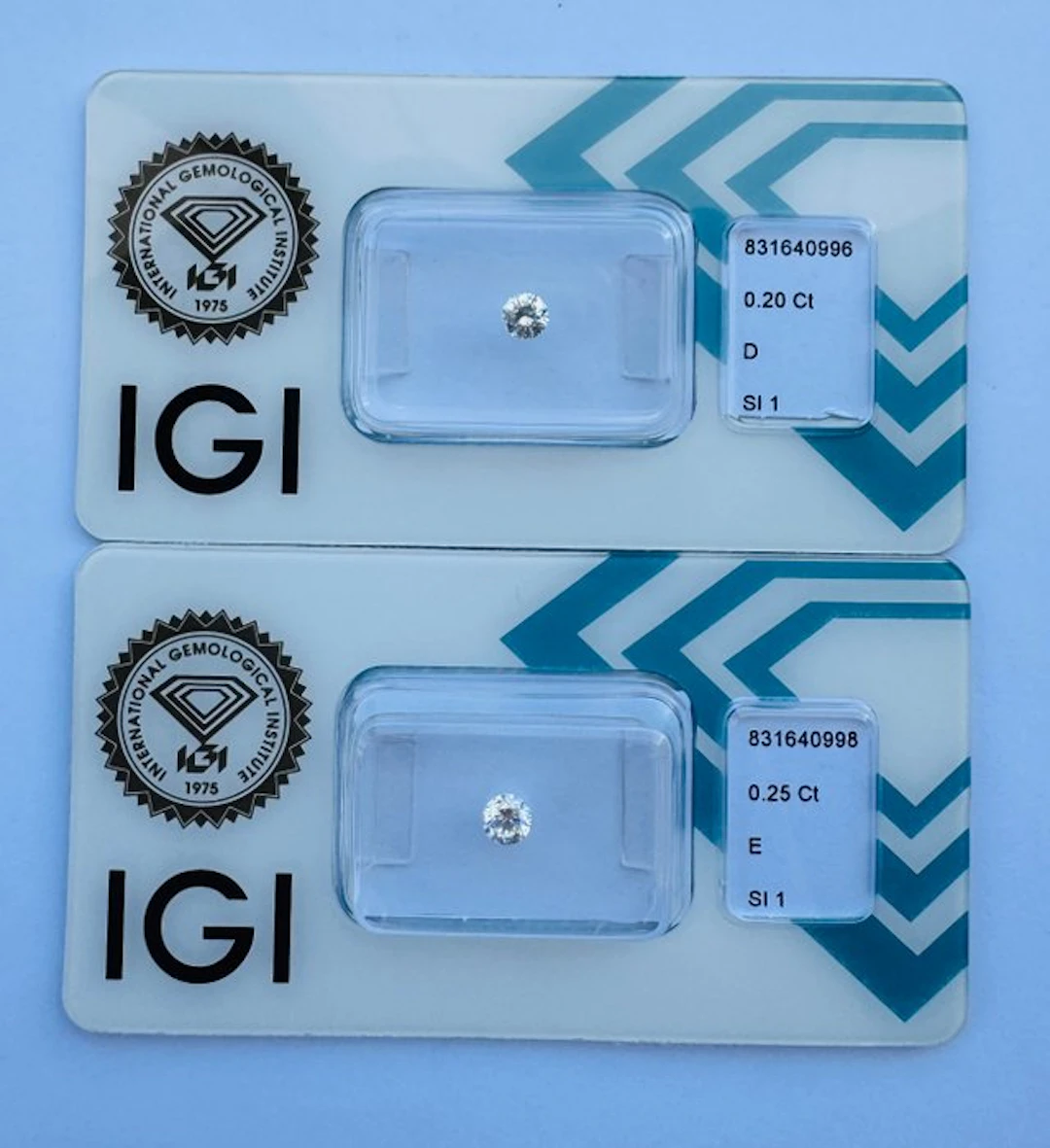 No reserve price - 2 pcs Diamond (Natural) - 0.45 ct - Round - E