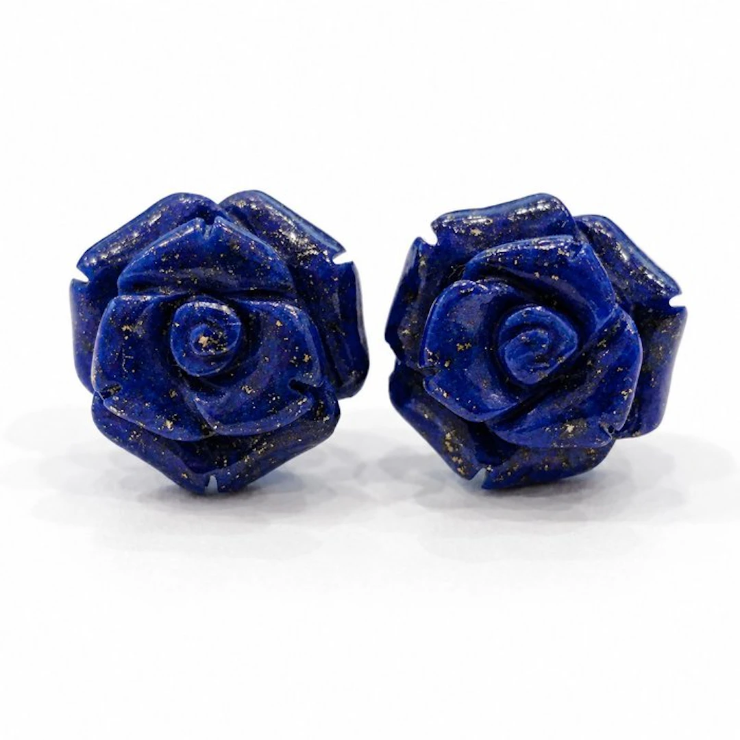No reserve price - Earrings - 18 kt. White gold Lapis lazuli