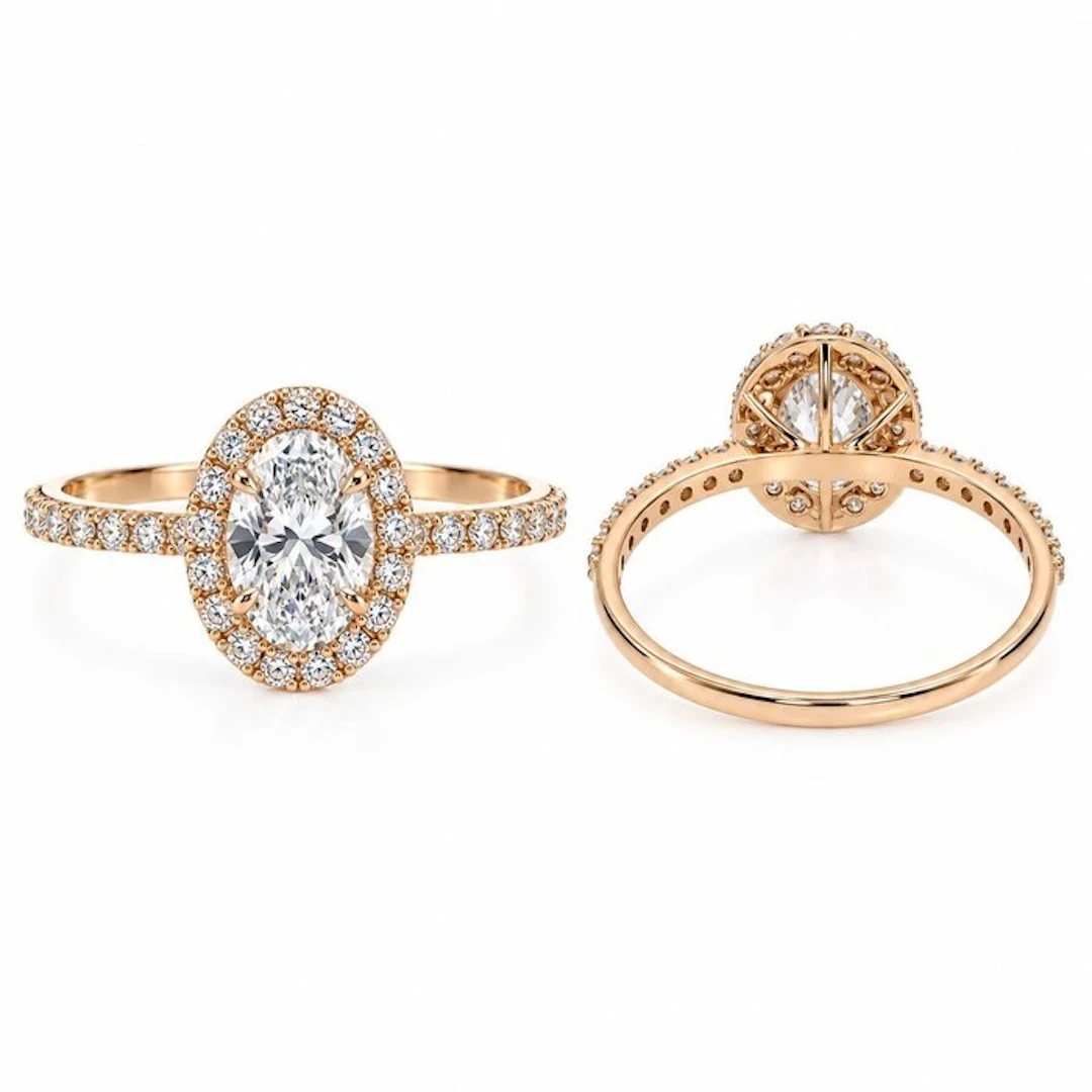 No reserve price - Ring - 14 kt. Yellow gold - 1.05ct. tw. Diamond (Lab-grown)