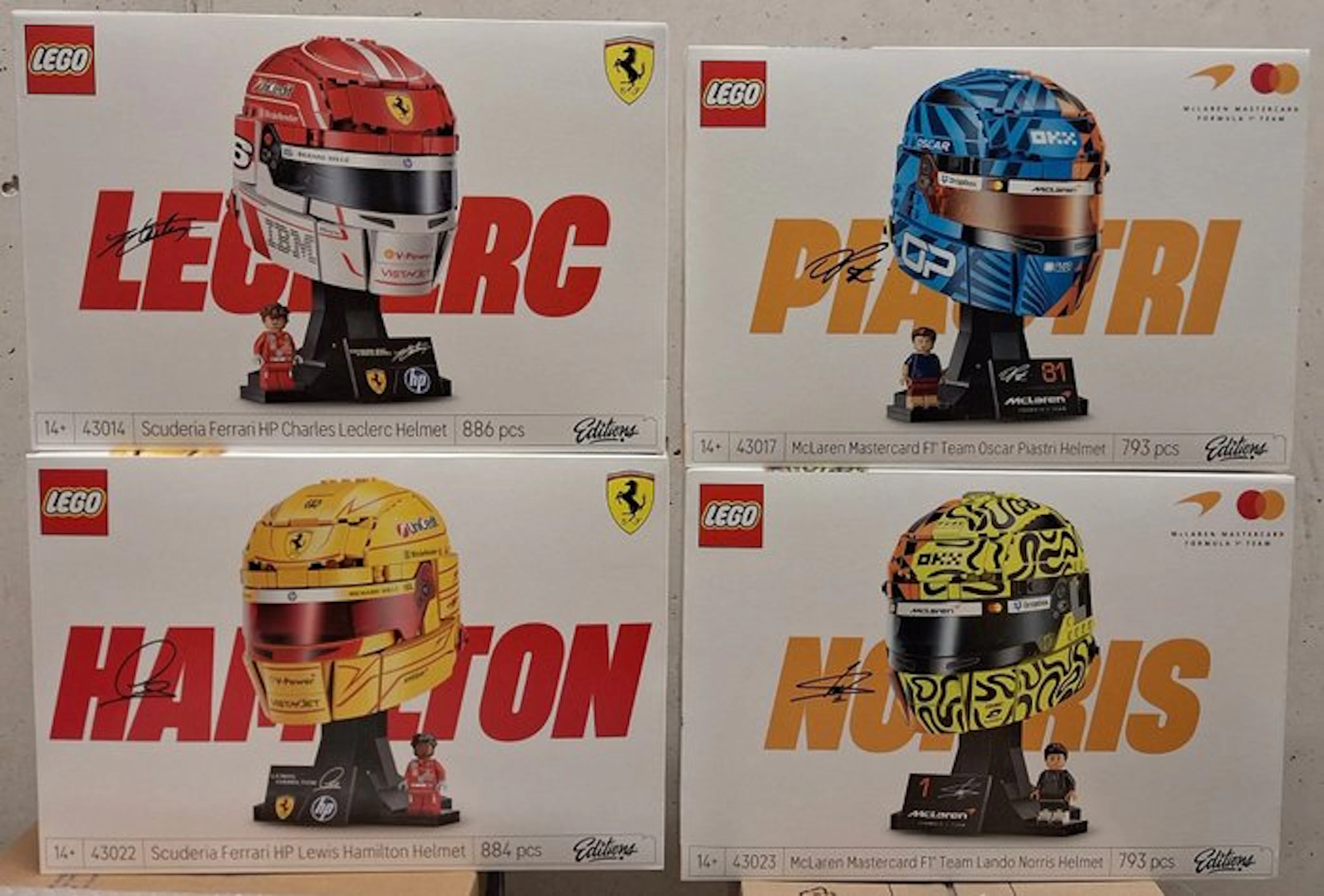 LEGO Set - Icons - Charles Leclerc Helmet; Oscar Piastri...