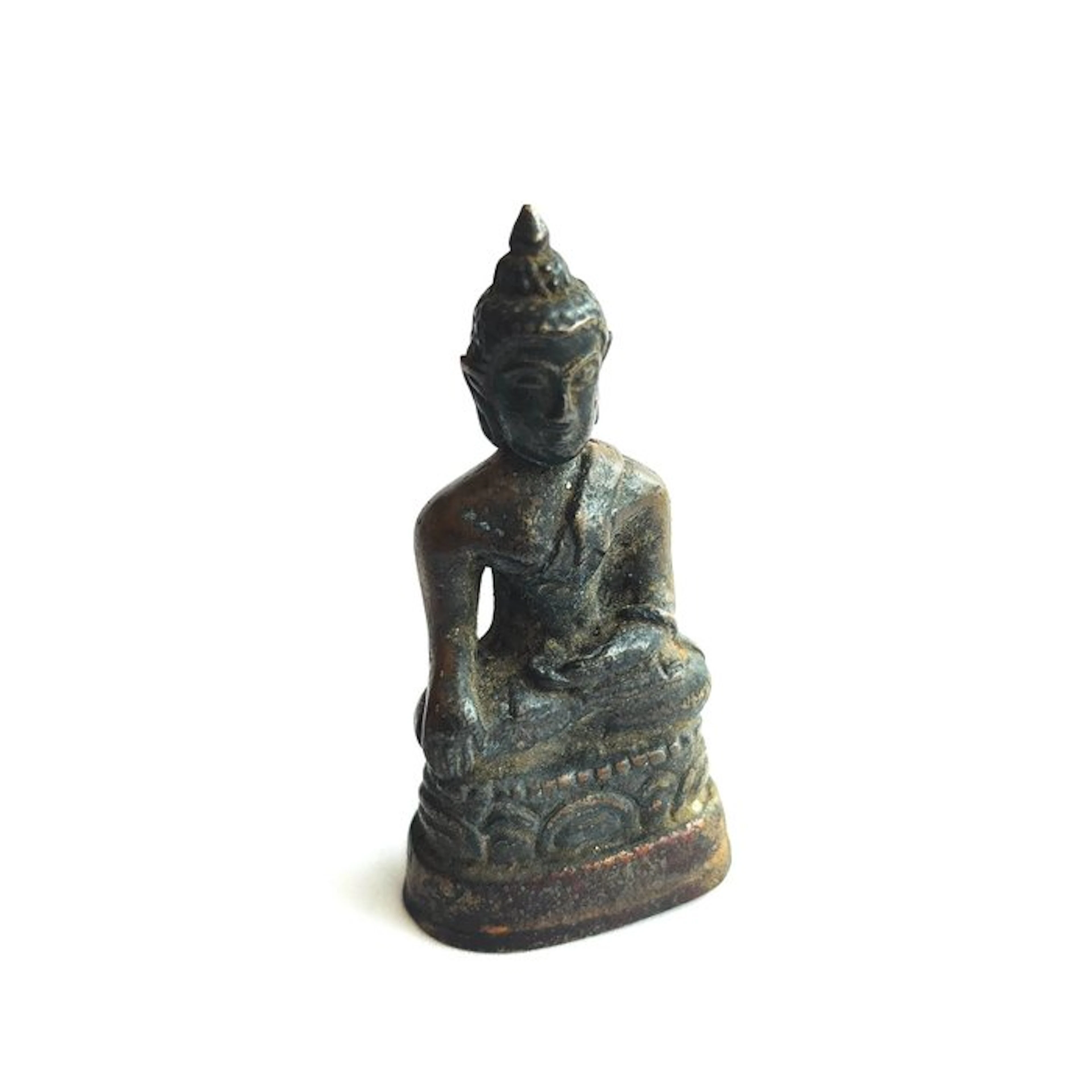 Ancient Siamese Bronze XS Sitting Buddha Bead Talisman - 50 mm