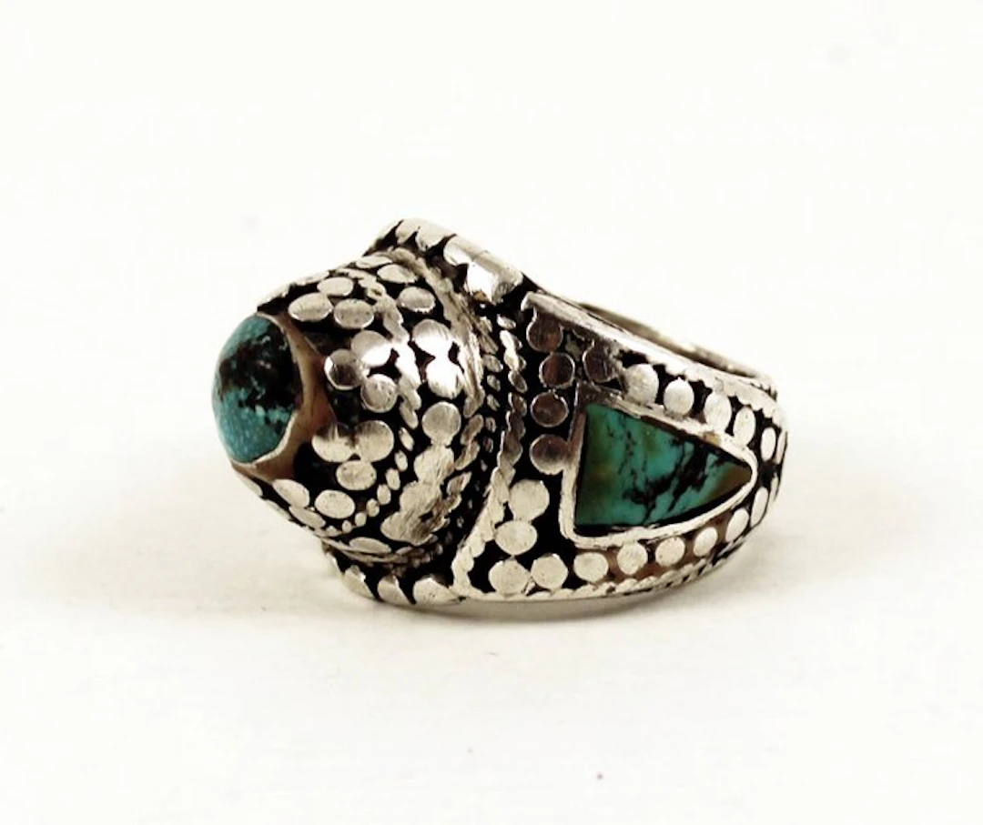 Big ring - Silver, turquoise - Afghanistan - Second half 20th century