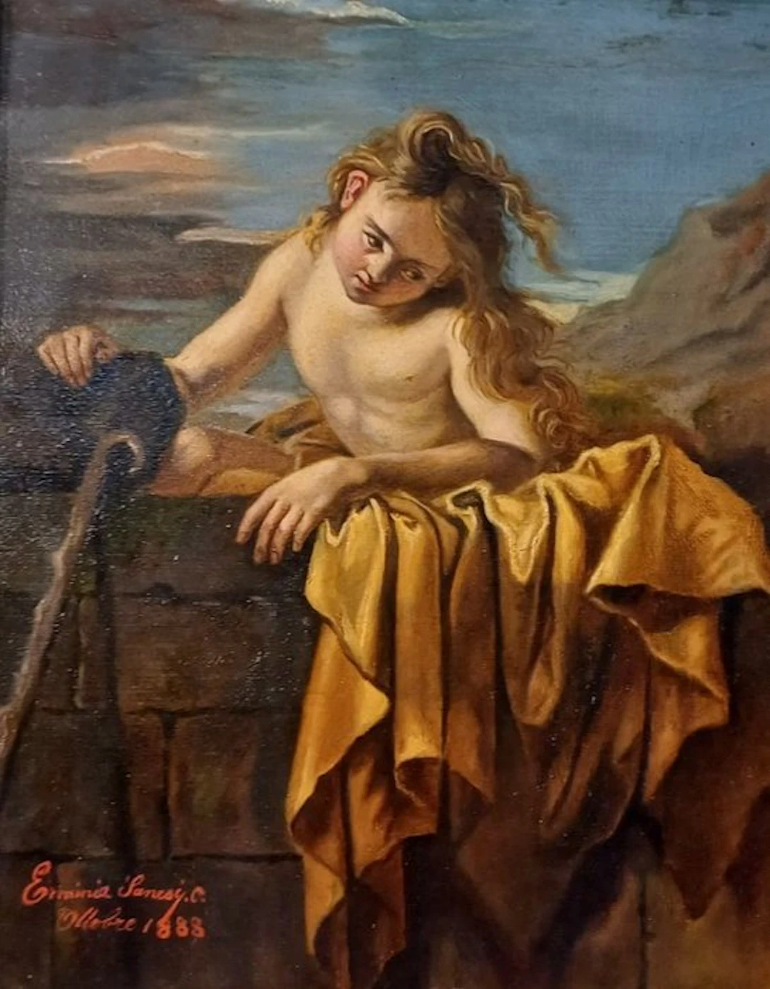 Scuola italiana (XX), Firmato Erminia Sanesi C. (?) - Il mito di Endimione