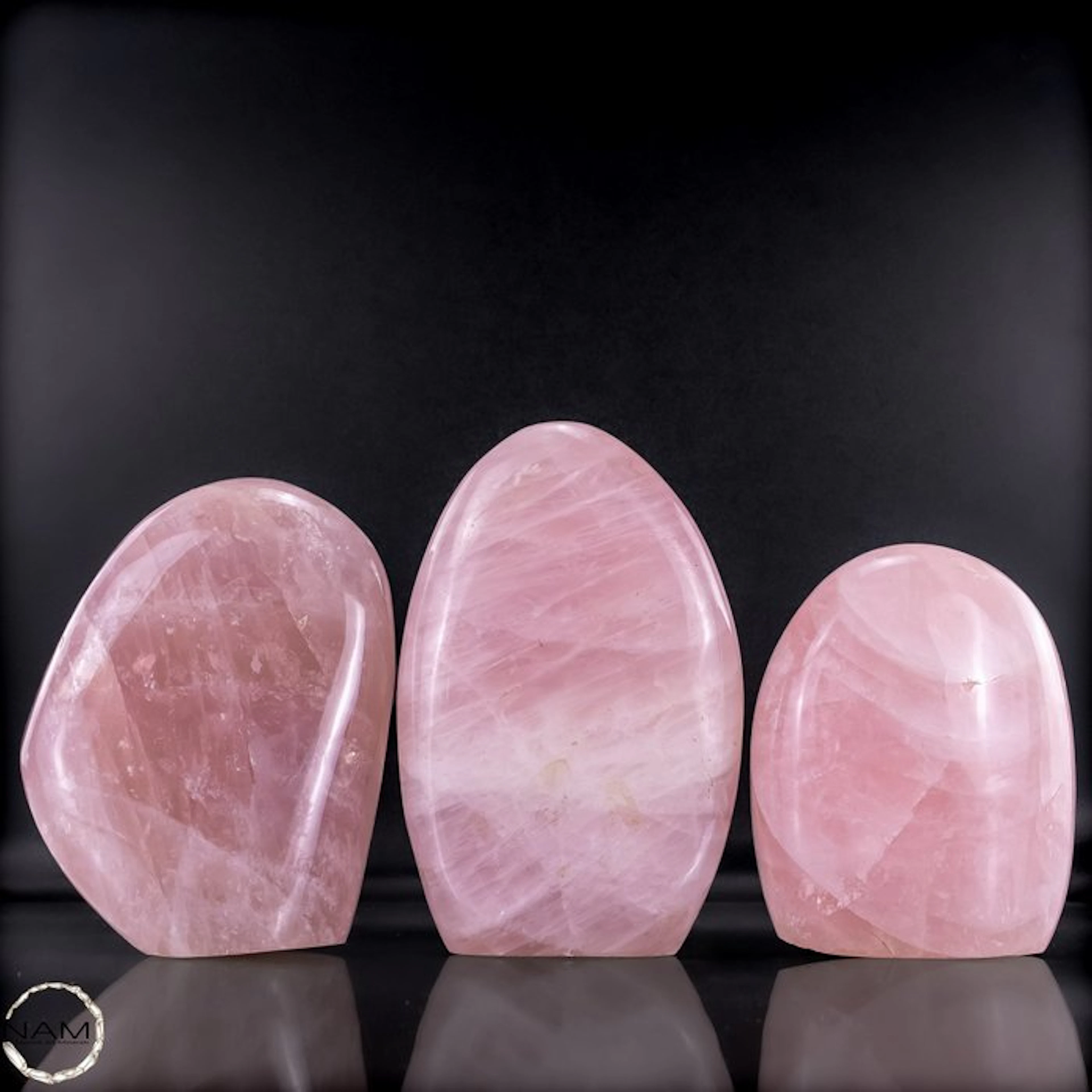 Rose Quartz Freeform Set – Elegant trio of delicately pink natural quartz