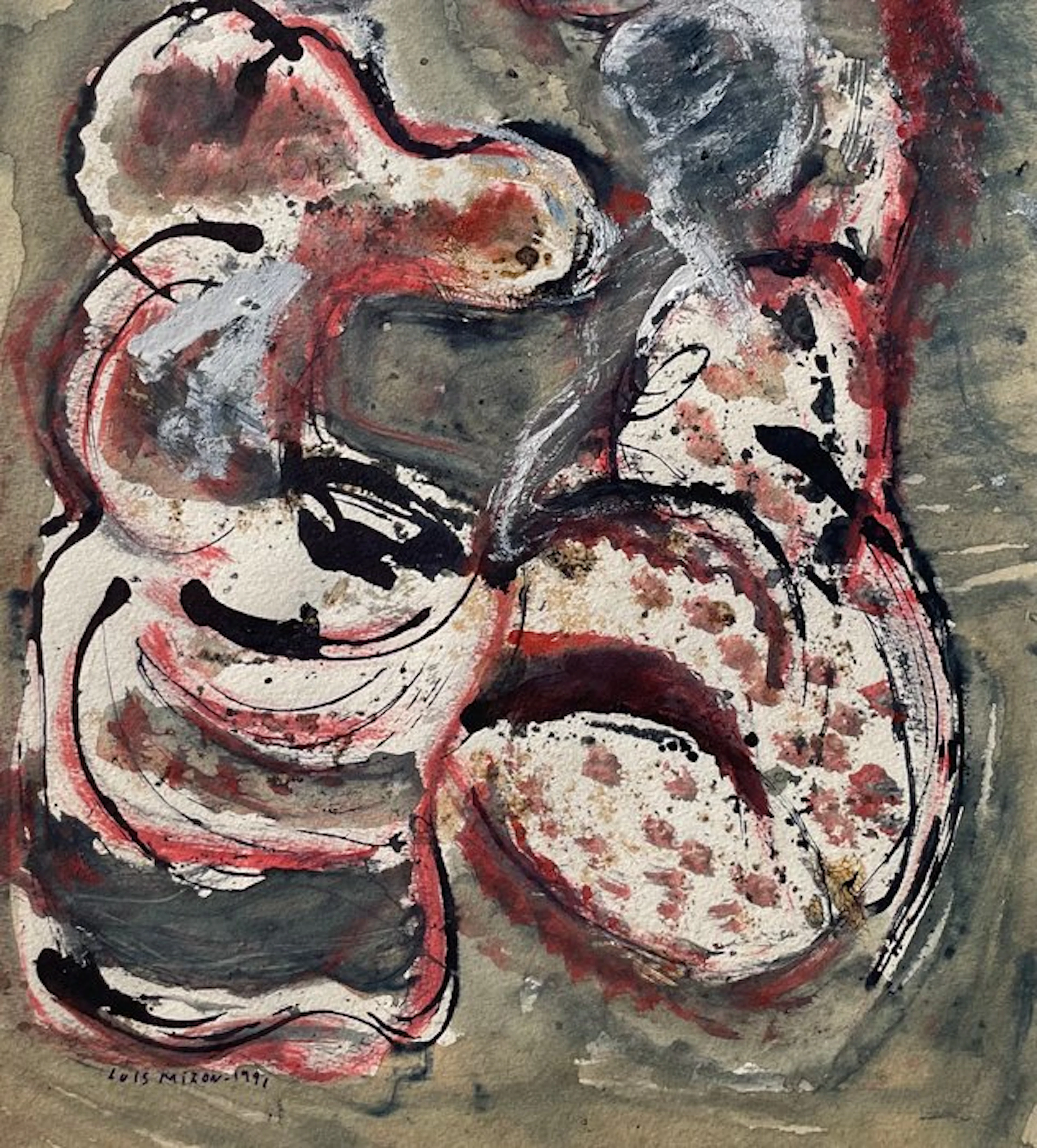 Louis Mizon (1942-2022) - Composition abstraite - Peintre...