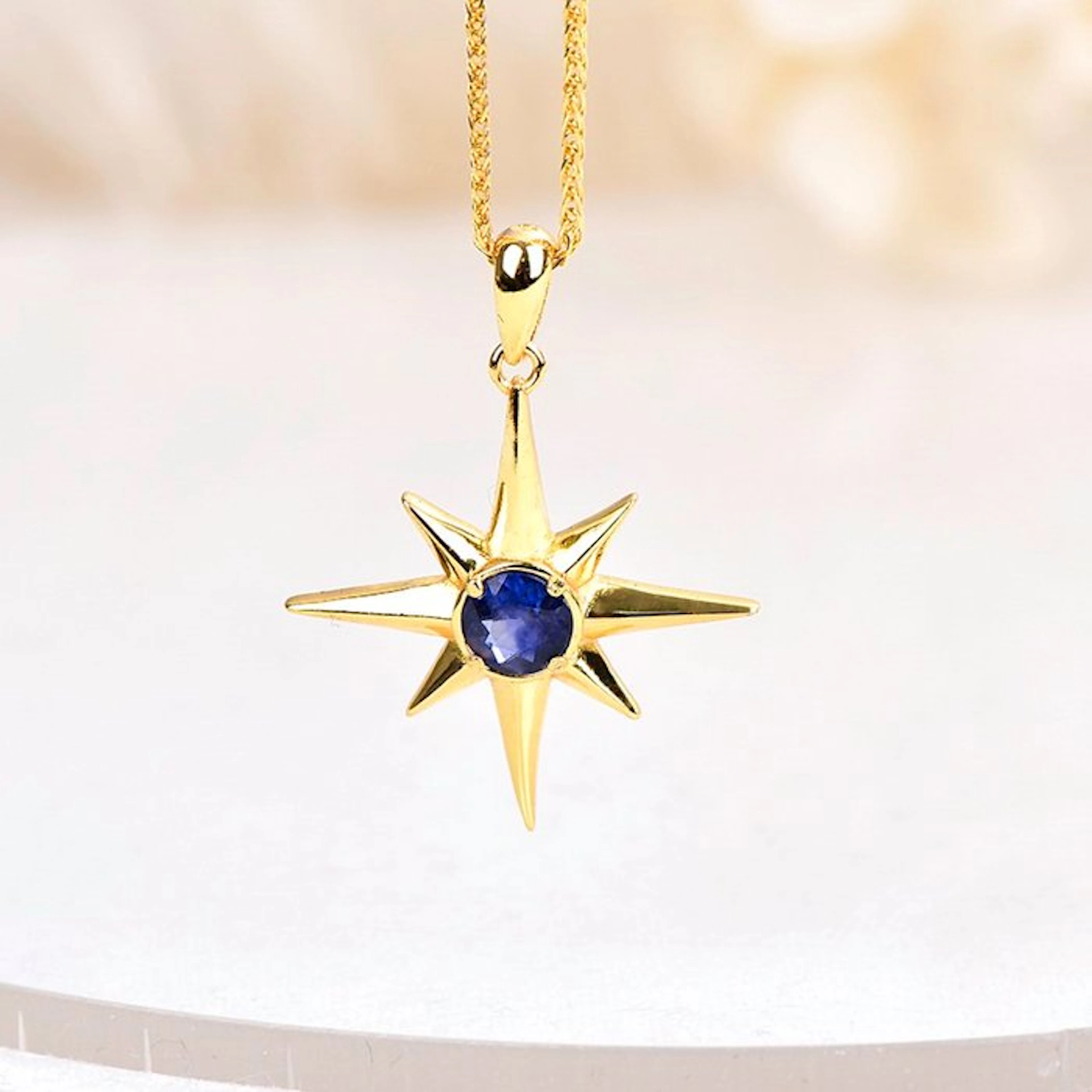 No reserve price - Necklace Silver - Sapphire - Certified