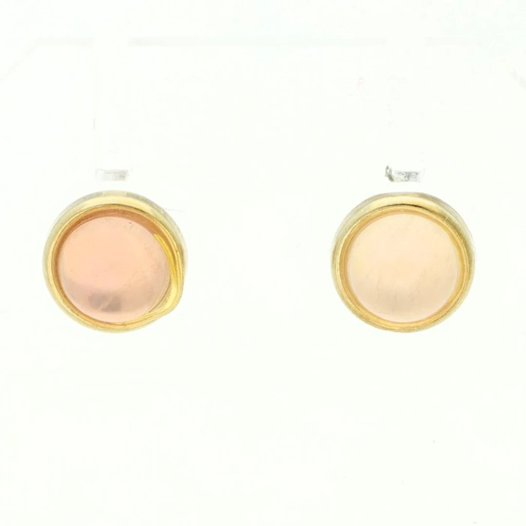 No reserve price - Earrings - 14 kt. Yellow gold - Rose quartz