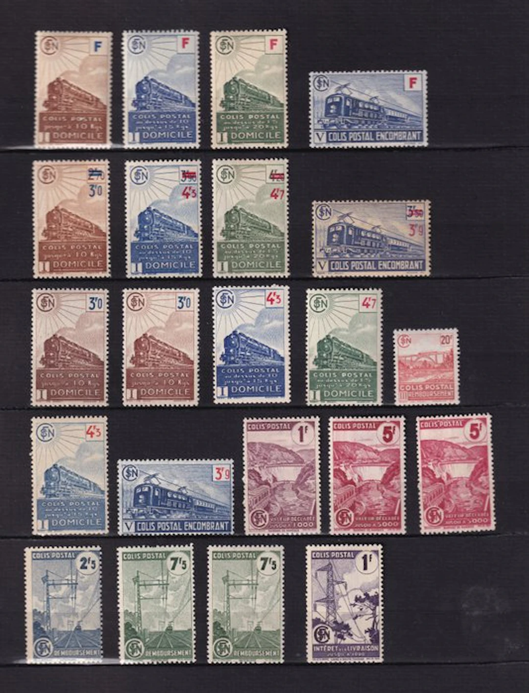 France 1943/1945 - Postal parcels, stamp collection - Yvert n°200 à 220A