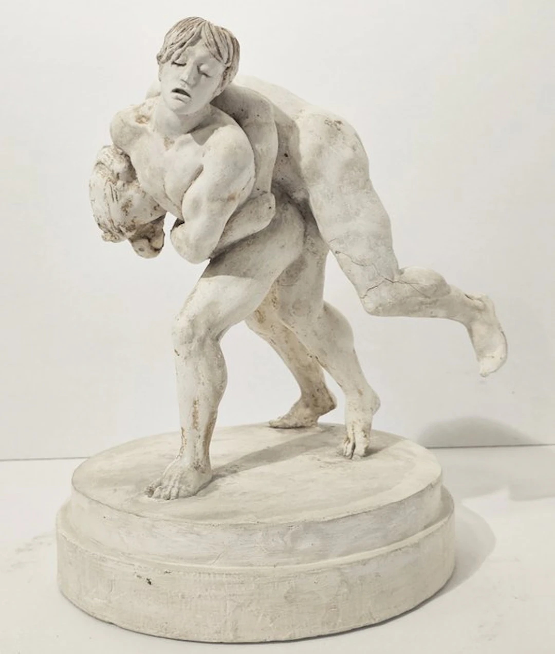Domenico Antonio Valente (1917 - 2006) - Sculpture, Lottatori - 31 cm - Plaster