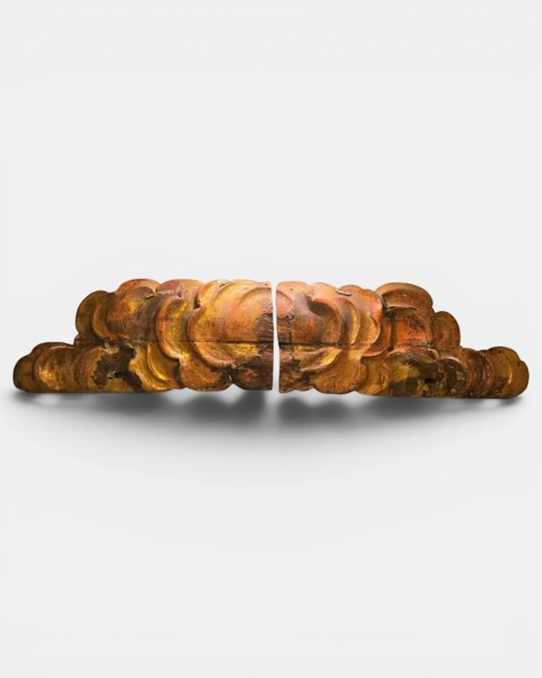 Sculpture, Nubes de madera dorada - 220 cm - Wood