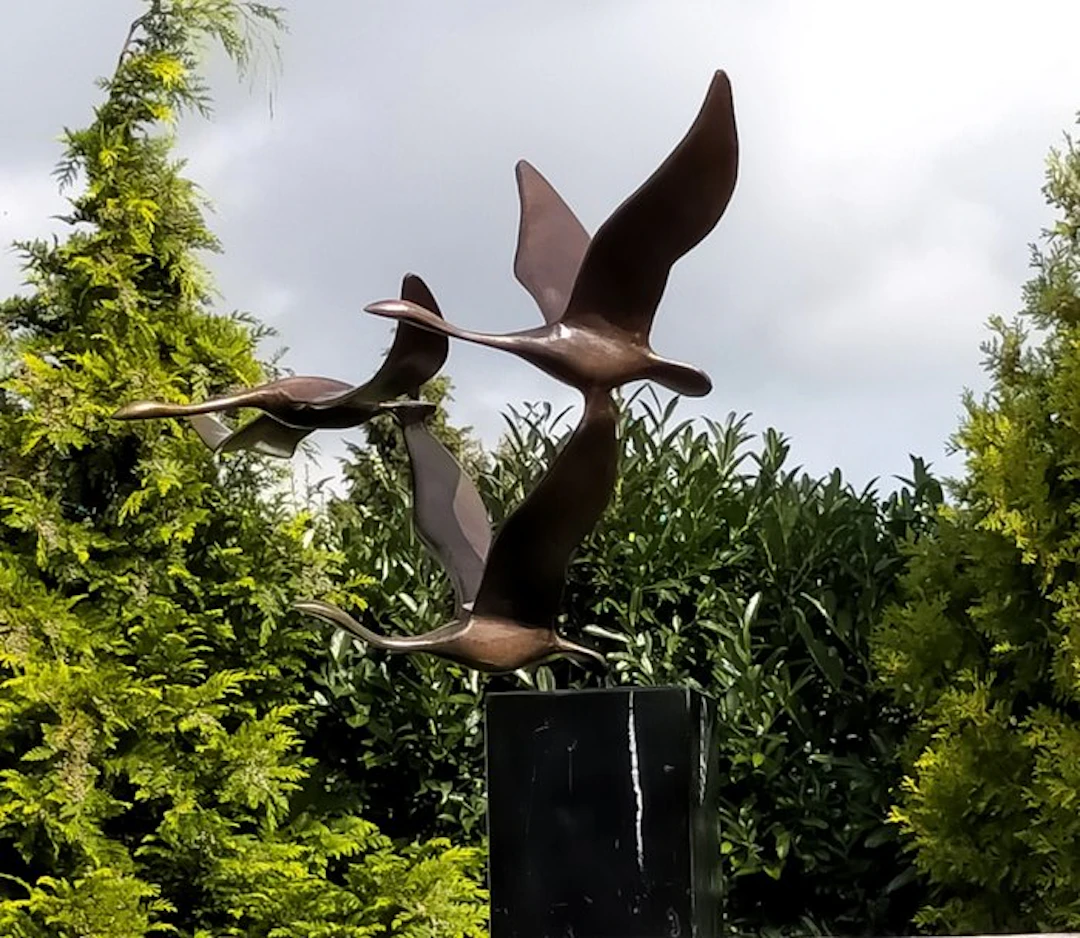 Statue, the birds - 50 cm - bronze marble