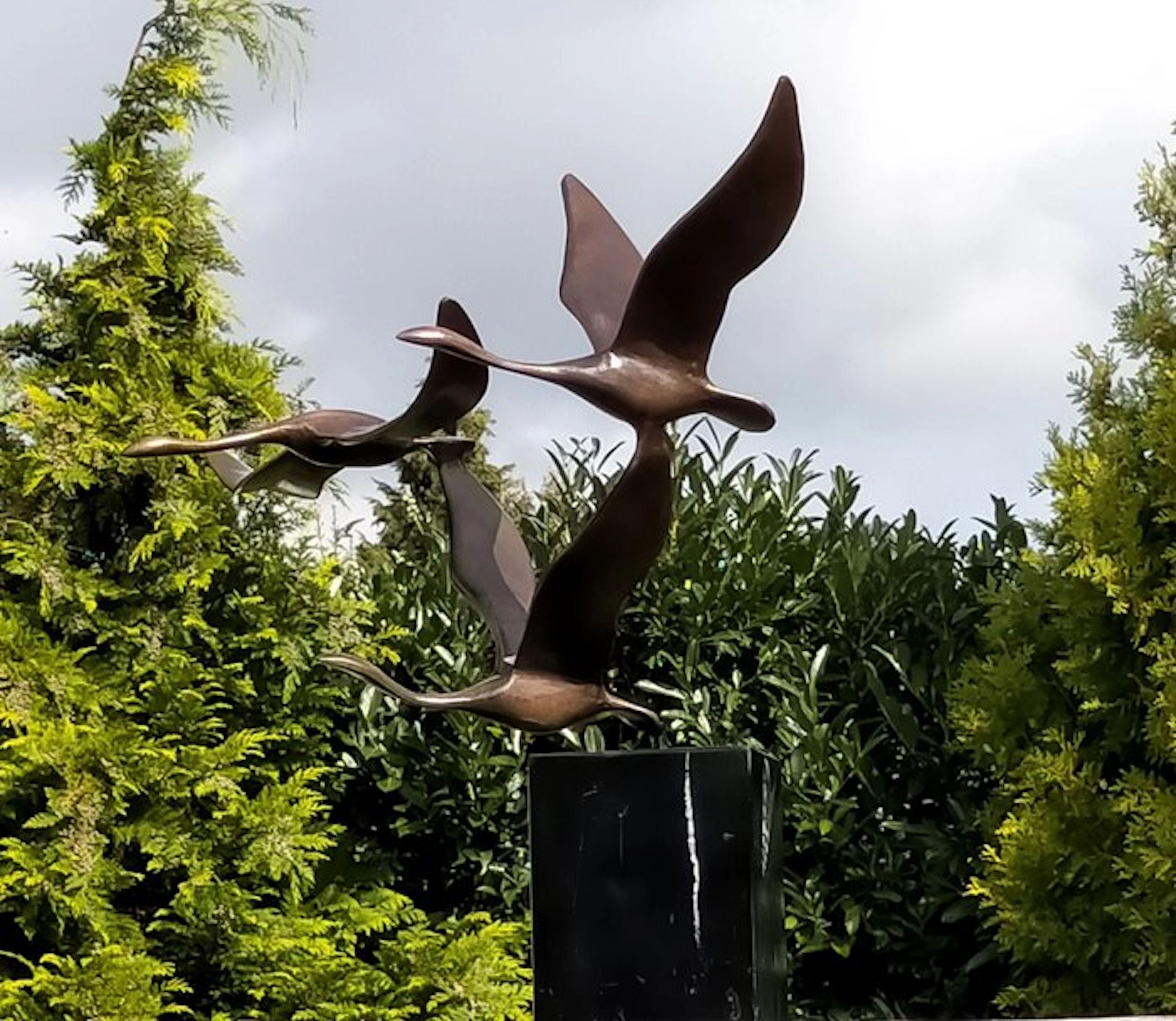 Statue, the birds - 50 cm - bronze marble
