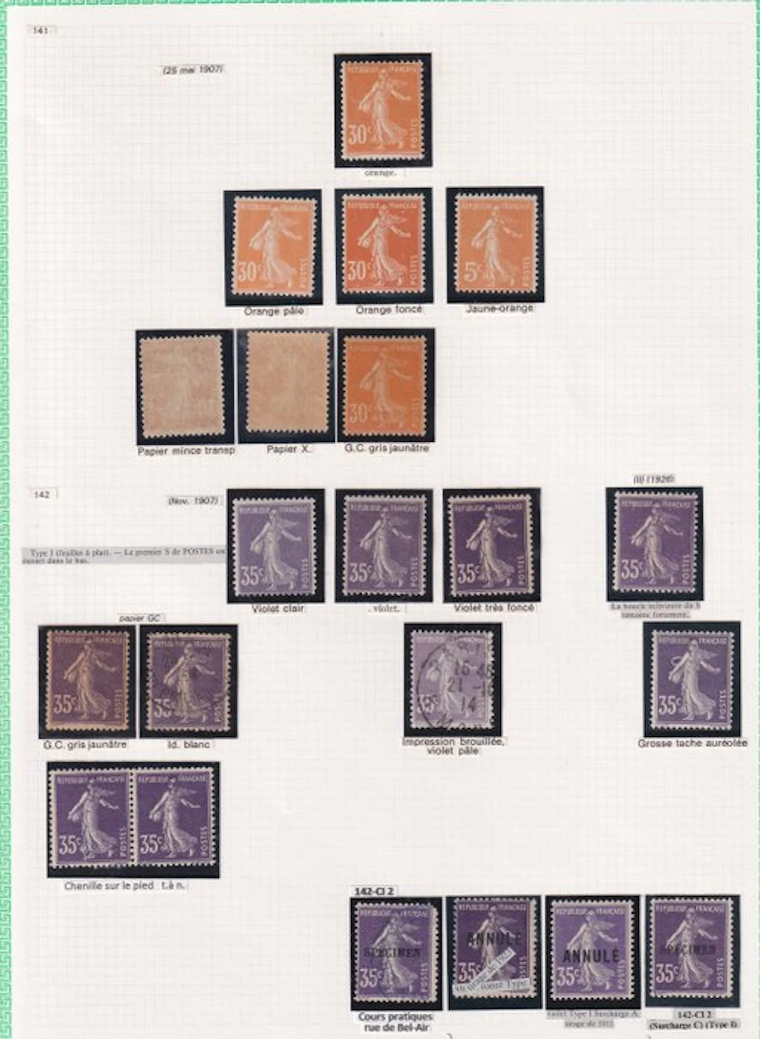 France - étude des 30cts et 35cts semeuse - Yvert n°141/142